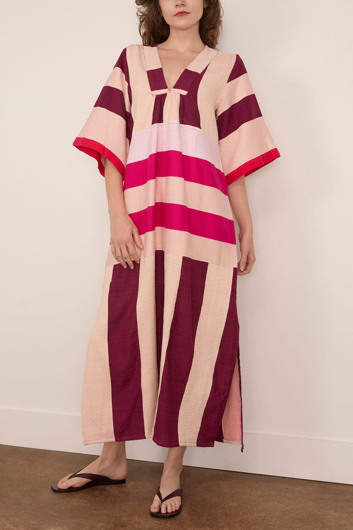 Edna V-Neck Dress in Betami Cherry - Image 3