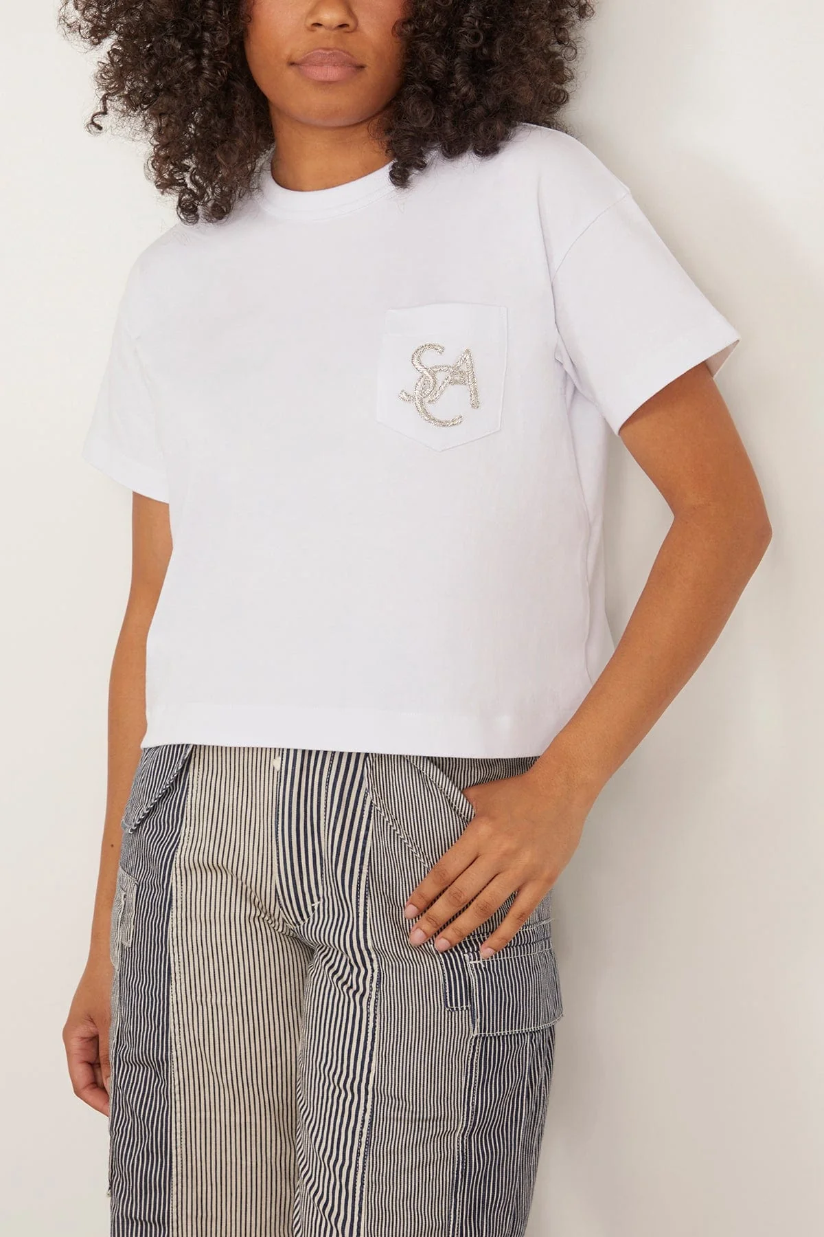 Emblem Cotton Jersey T-Shirt in White - Image 6