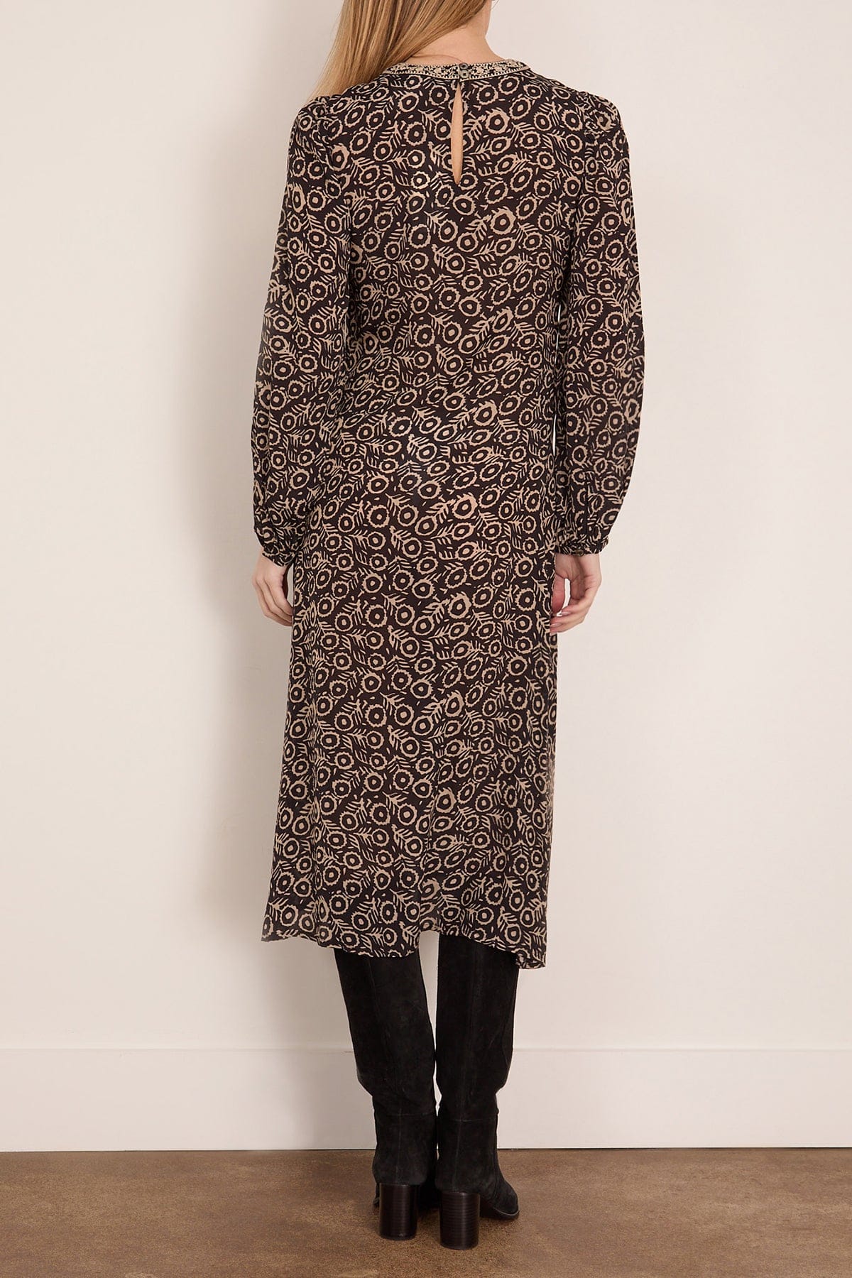 Emmeline Print Long Sleeve Midi Dress in Multi - Image 4