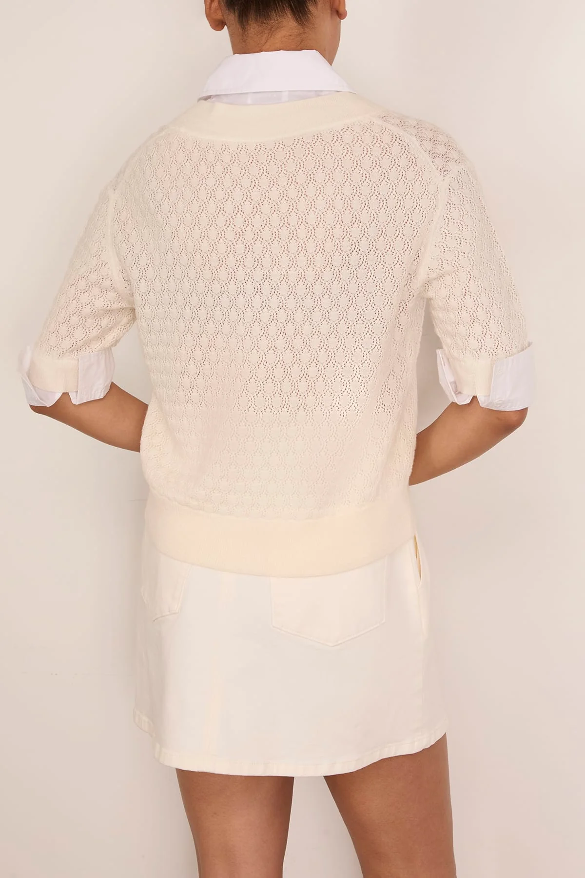 Esme Pointelle Knit Top in Cream - Image 4