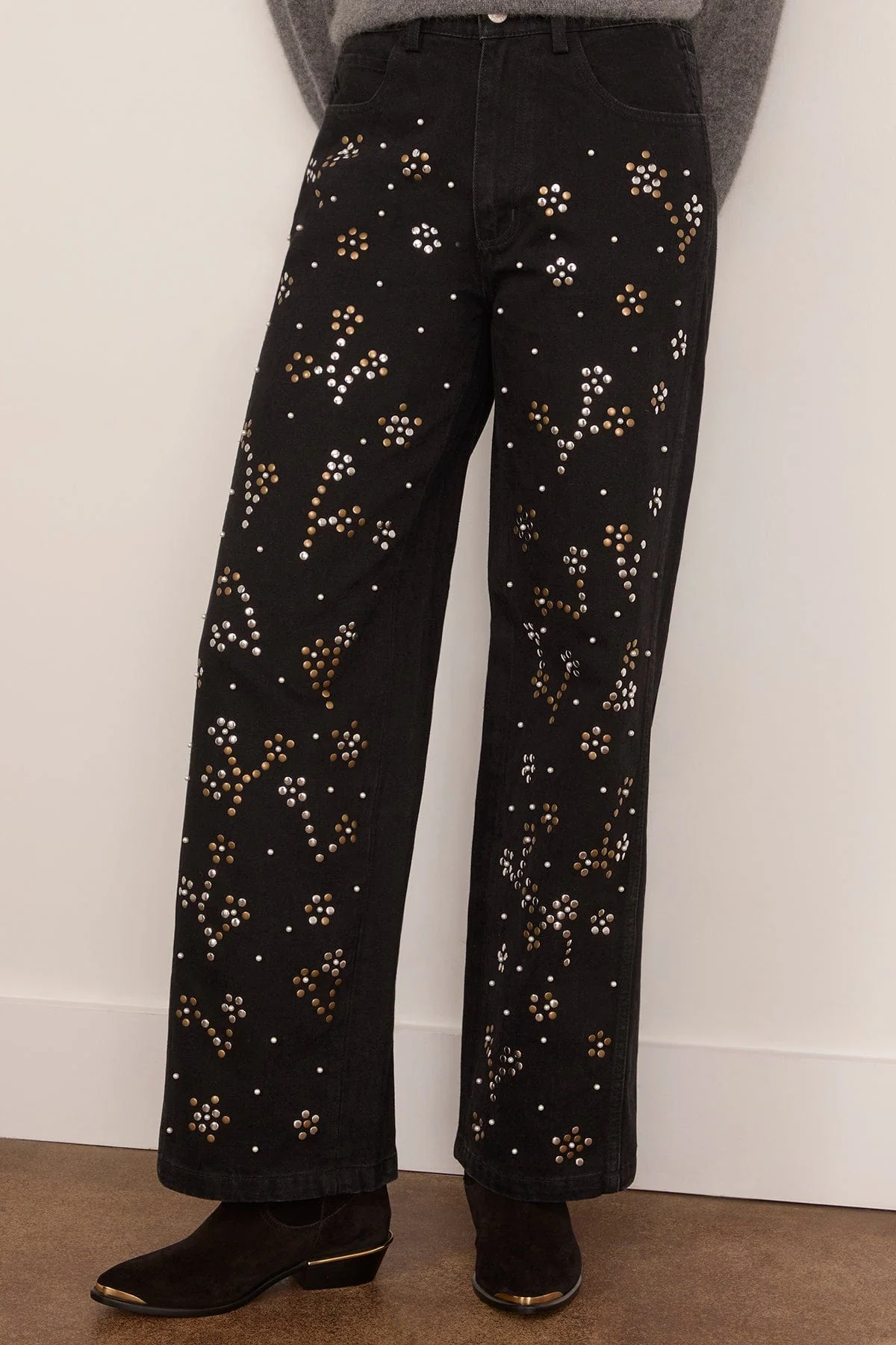 Etta Denim Studded Jeans in Black - Image 3