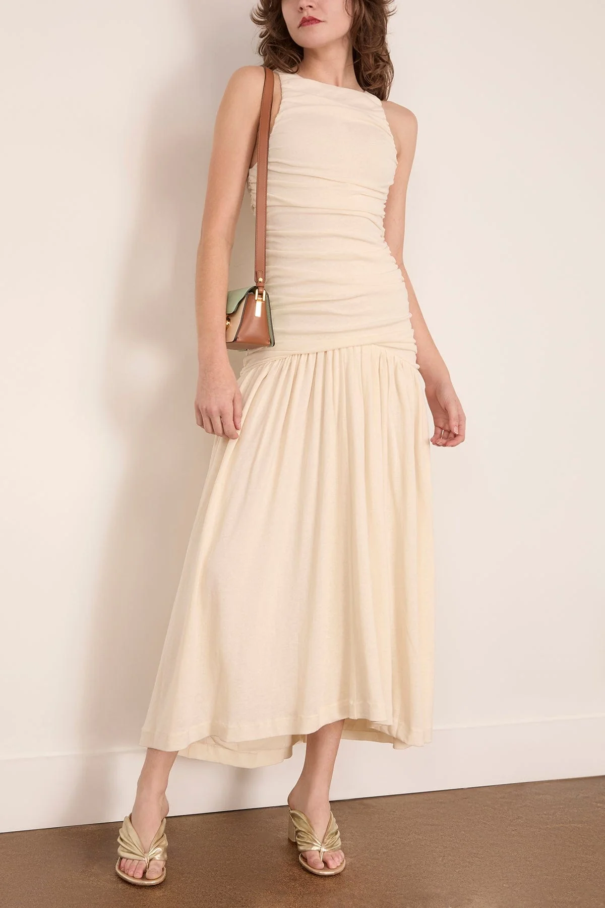 Evidente Shoulder Dress in Off White - Image 2