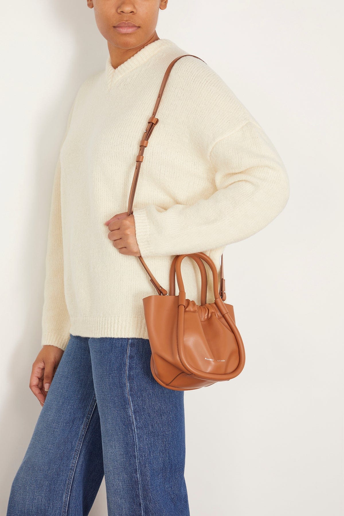 Extra Small Ruched Tote in Cognac - Image 3