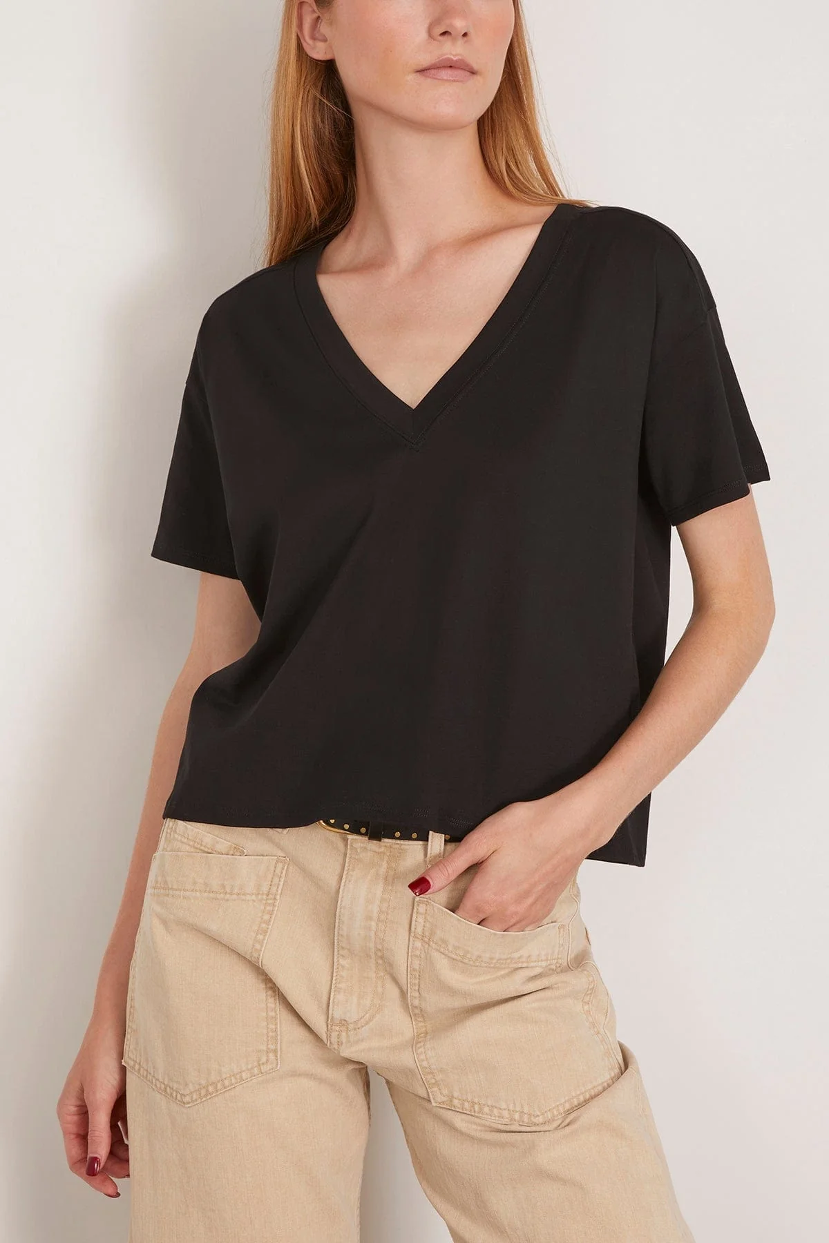 Faaa V-Neck T-Shirt in Black - Image 3