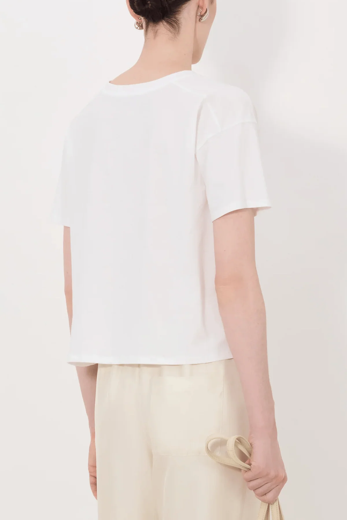 Faaa V Neck T-Shirt in White - Image 4