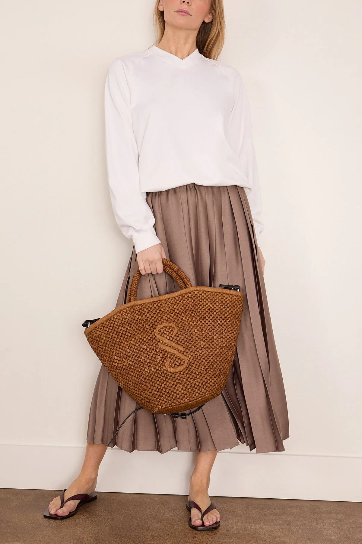 Feather Weight Pleated Skirt in Dark Stone - Image 2