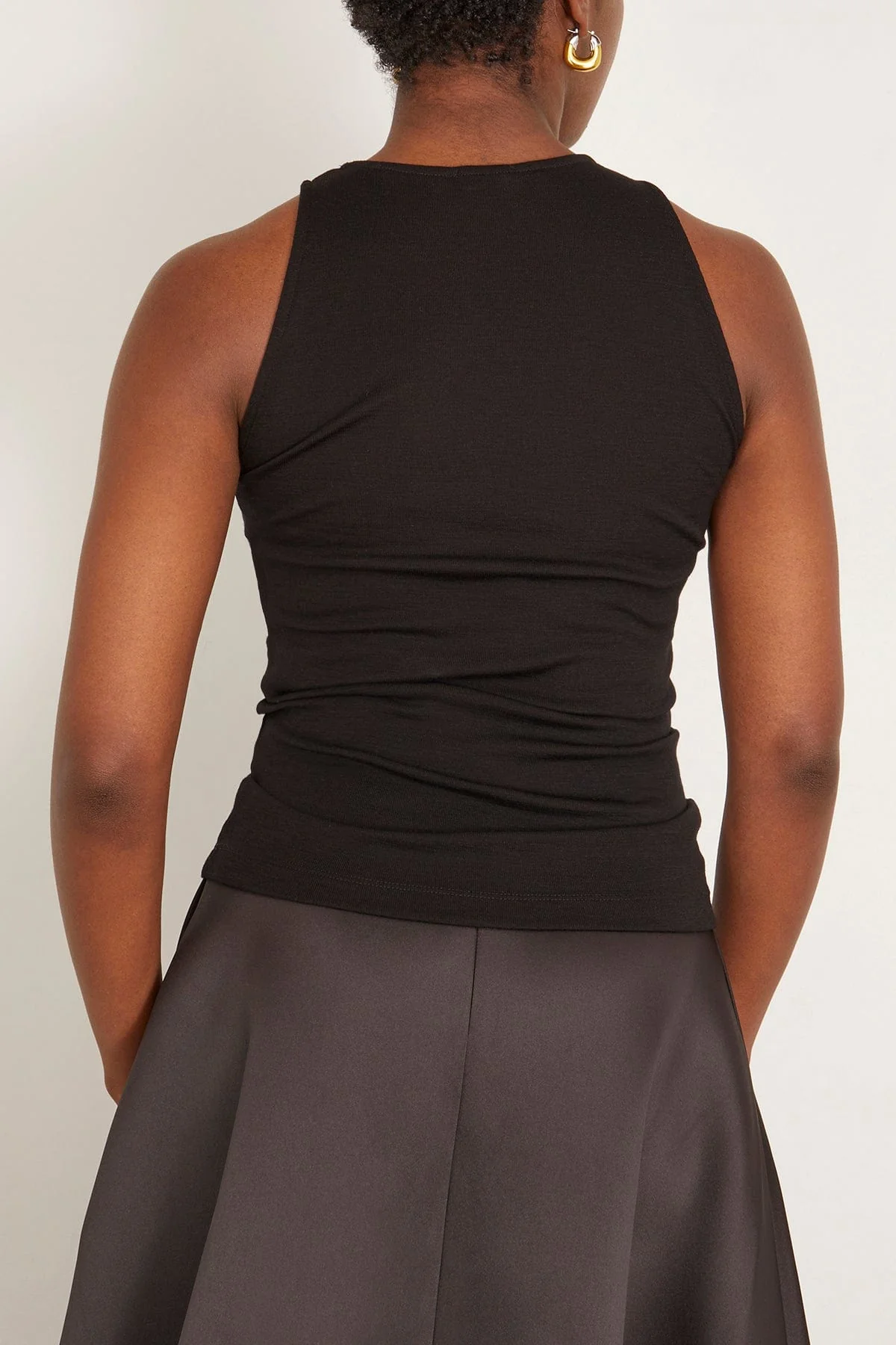 Fine Wool Tank Top in Black - Image 4