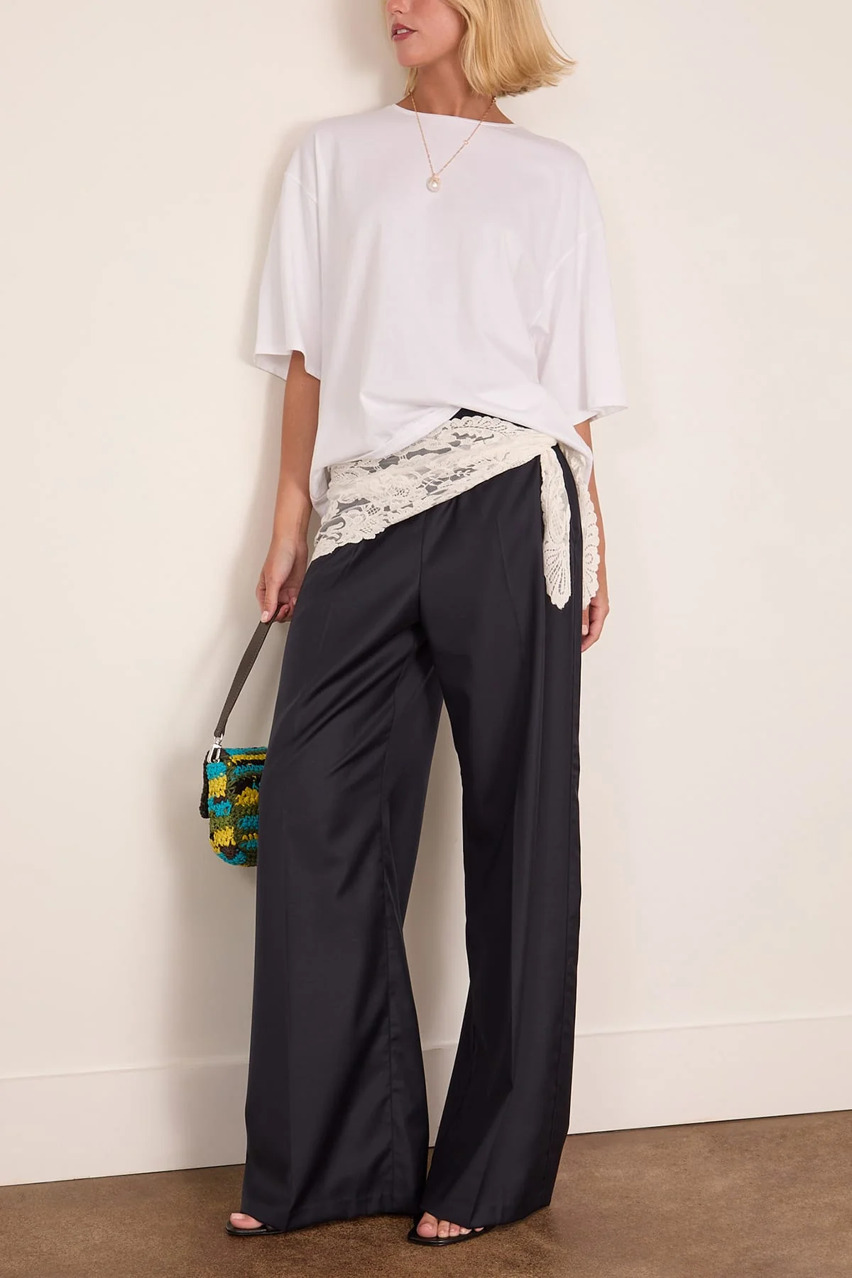 Fiora Tropical Wool Pants in Navy - Image 2