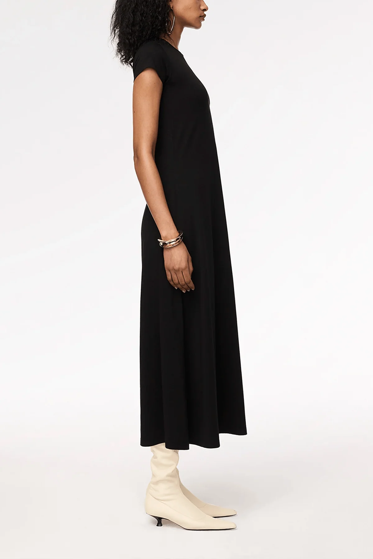 Fitted Tee Dress in Black - Image 3