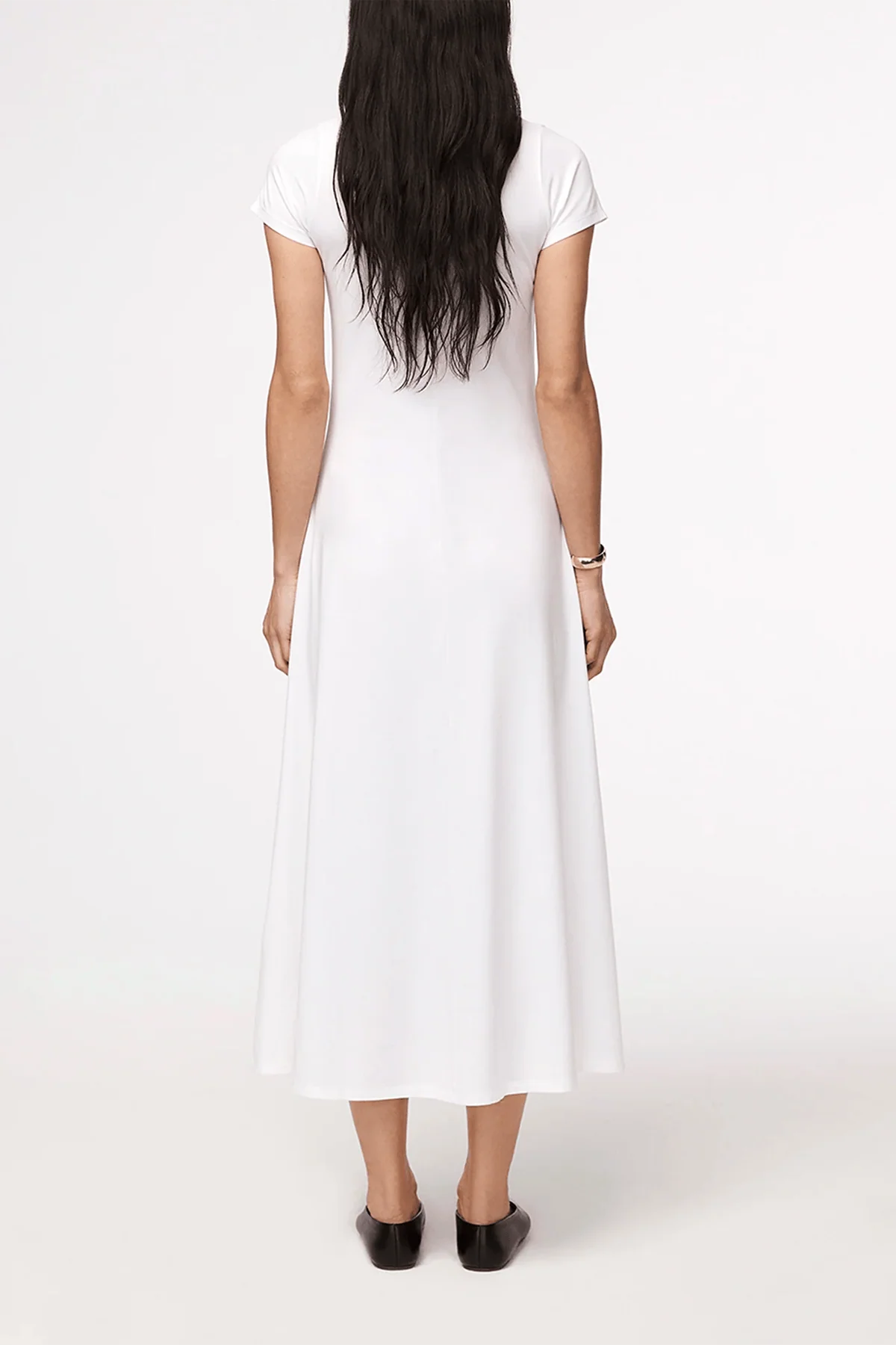 Fitted Tee Dress in White - Image 3