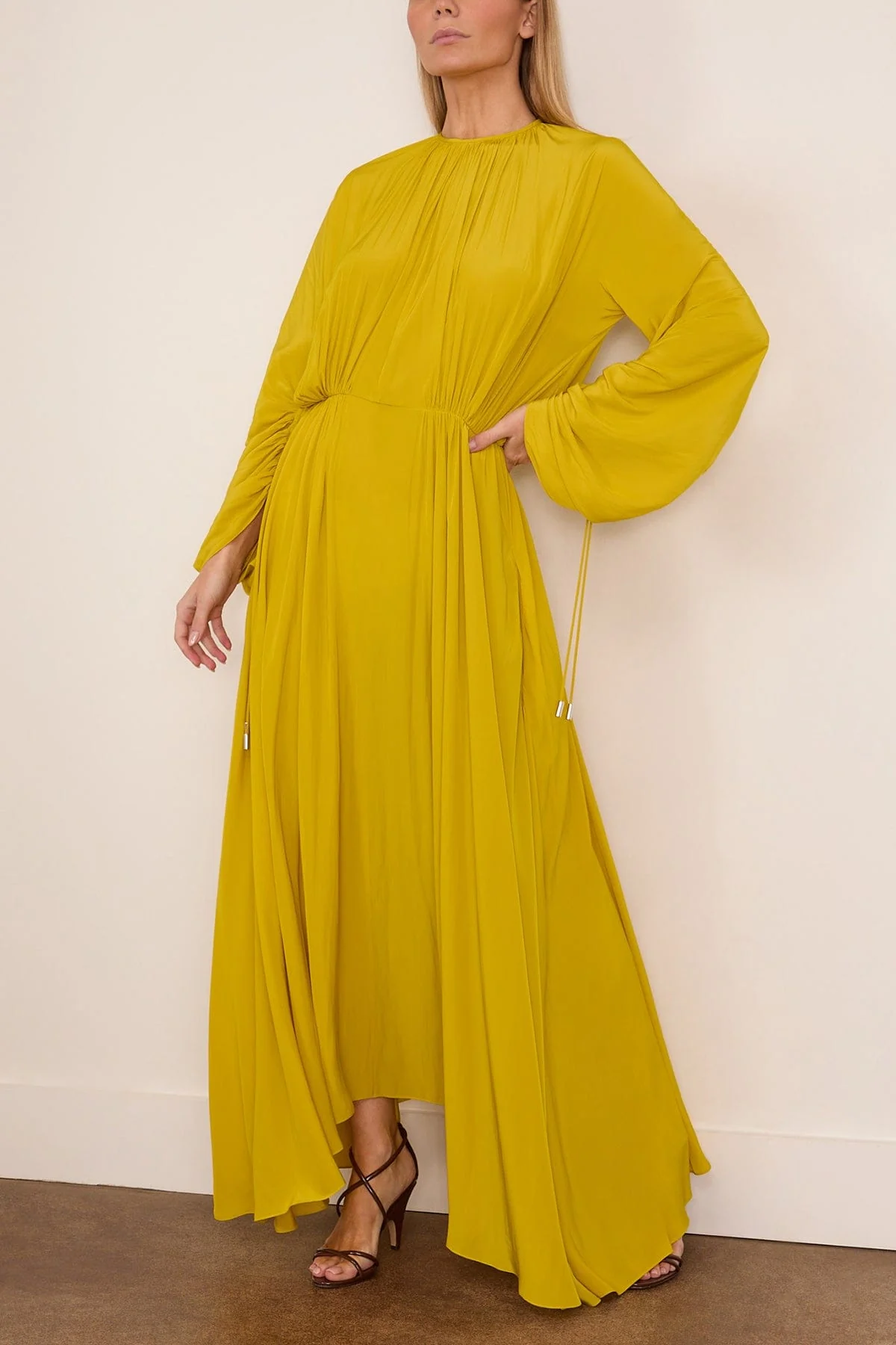 Fitted Waist Midi Dress in Chamomile - Image 3