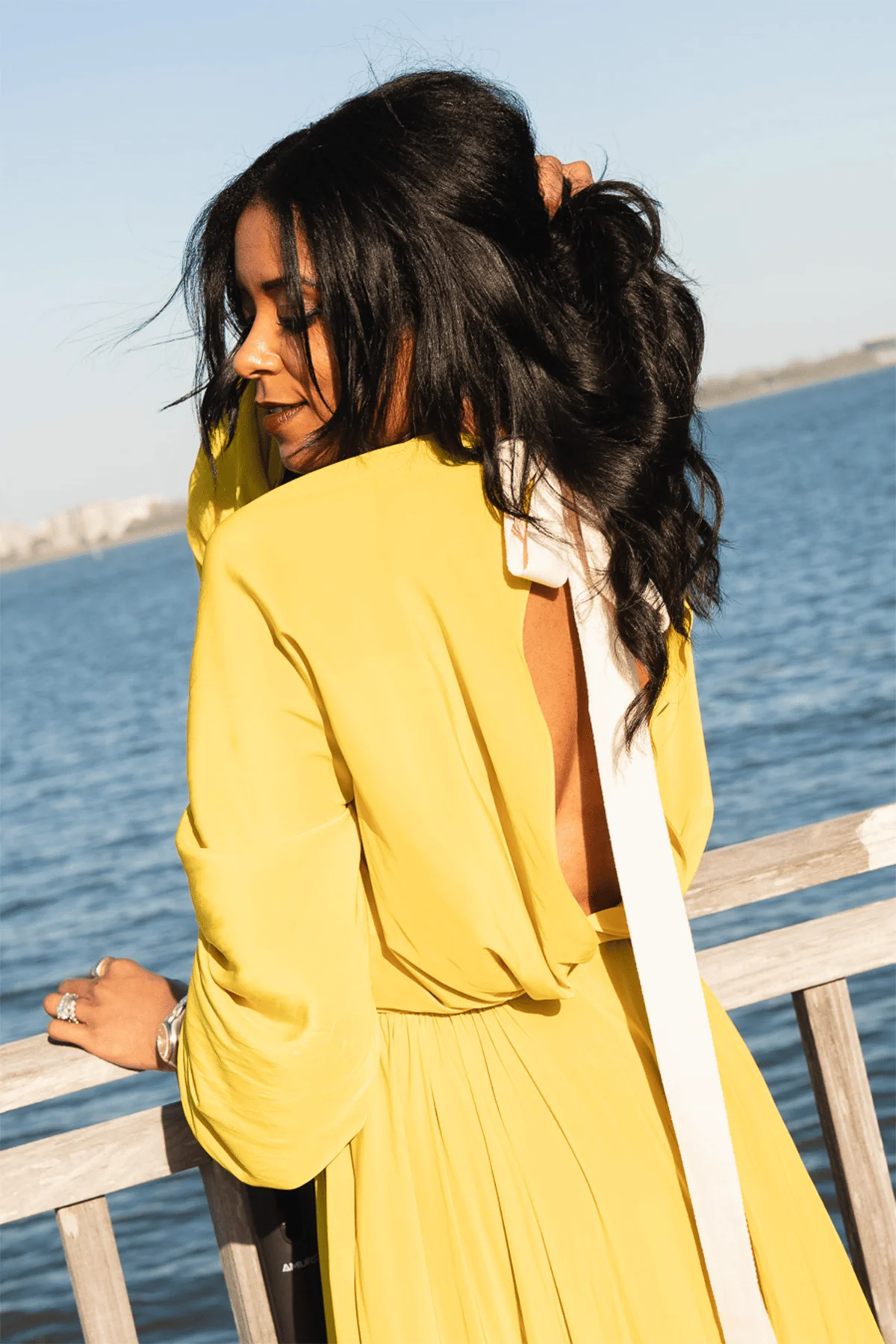 Fitted Waist Midi Dress in Chamomile - Image 6