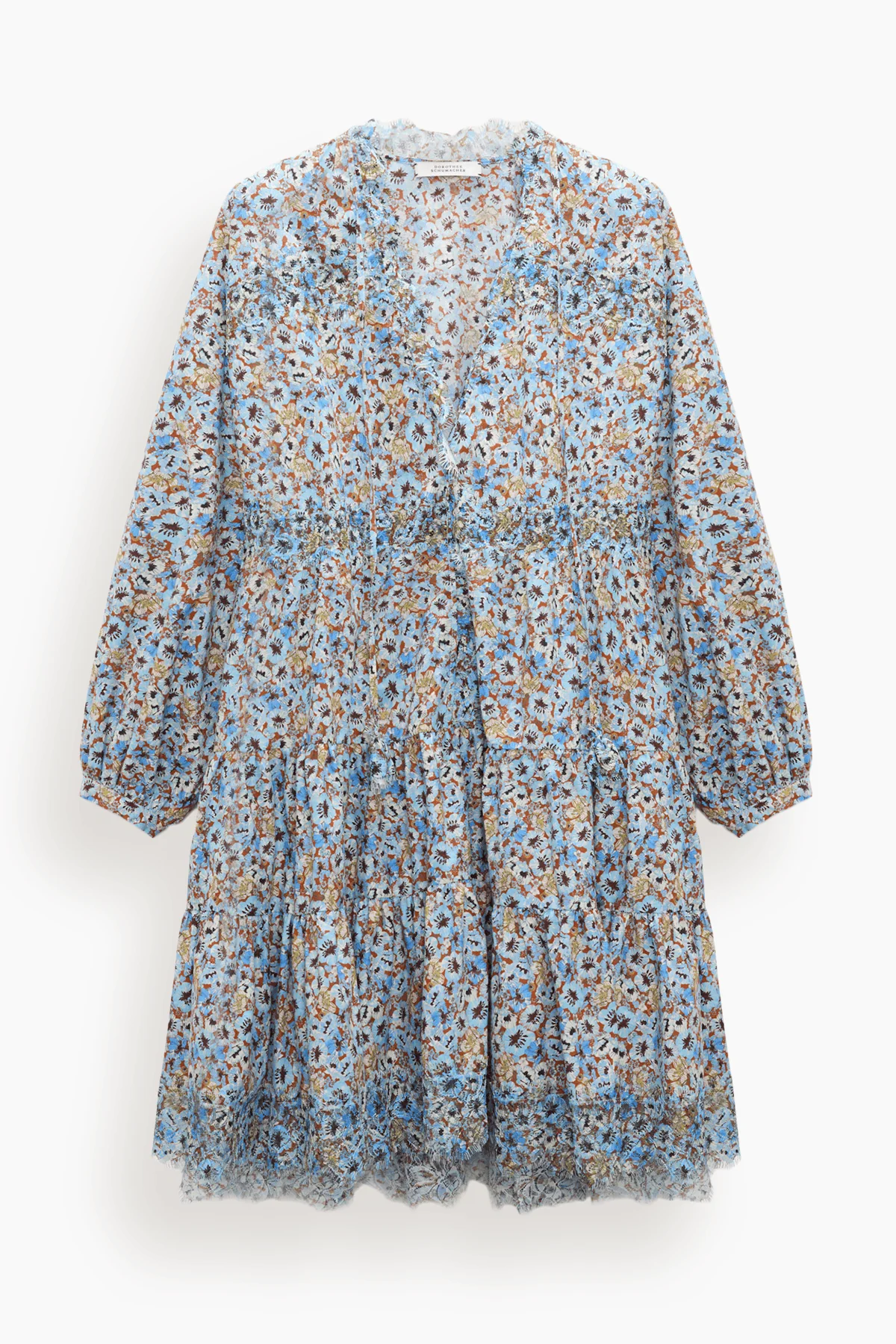 Floral Volumes Dress in Mini Boho Flower Blue