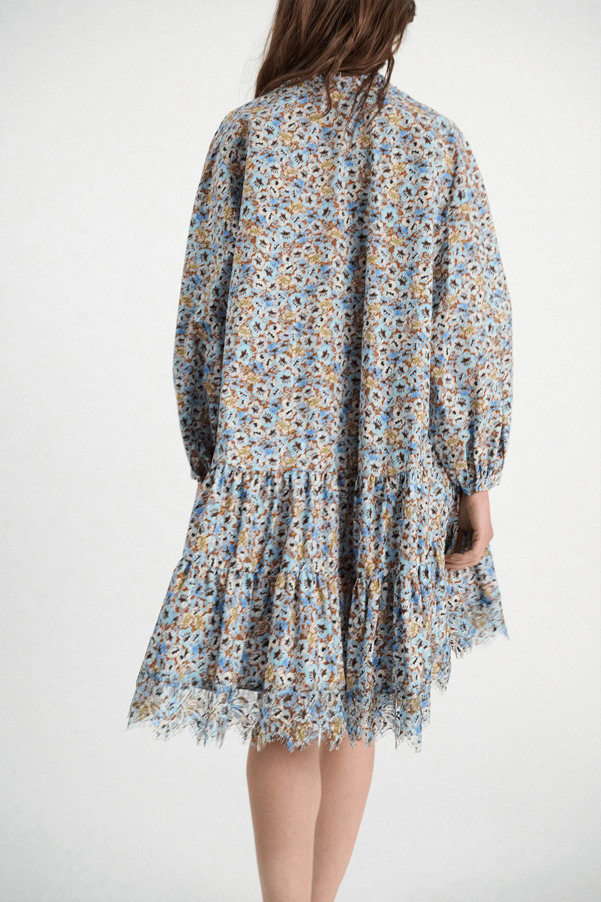 Floral Volumes Dress in Mini Boho Flower Blue - Image 3