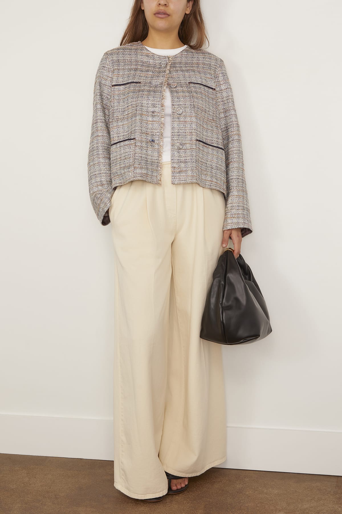 Fluid Cotton Twill Elasticated Loose Pants in Beurre - Image 2