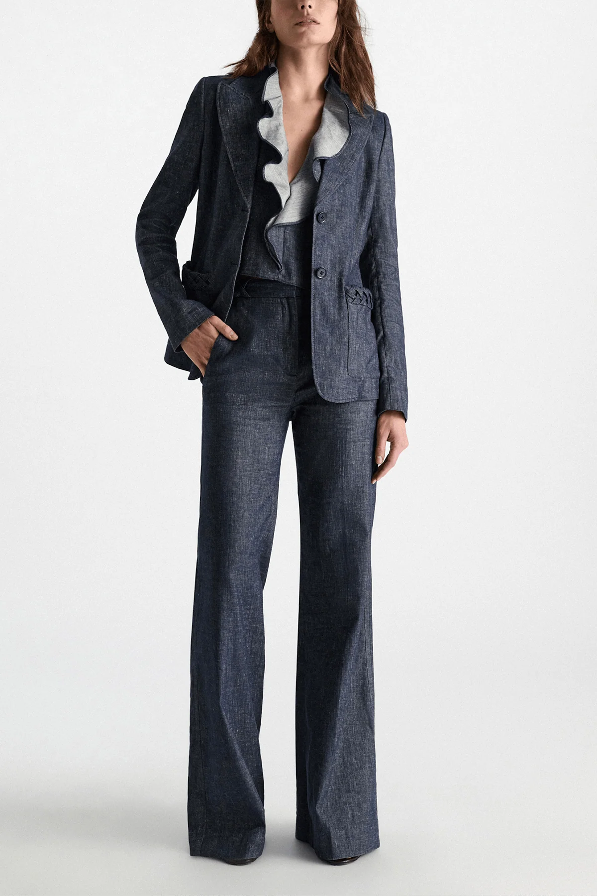 Fluid Denim Jacket in Denim Blue - Image 2