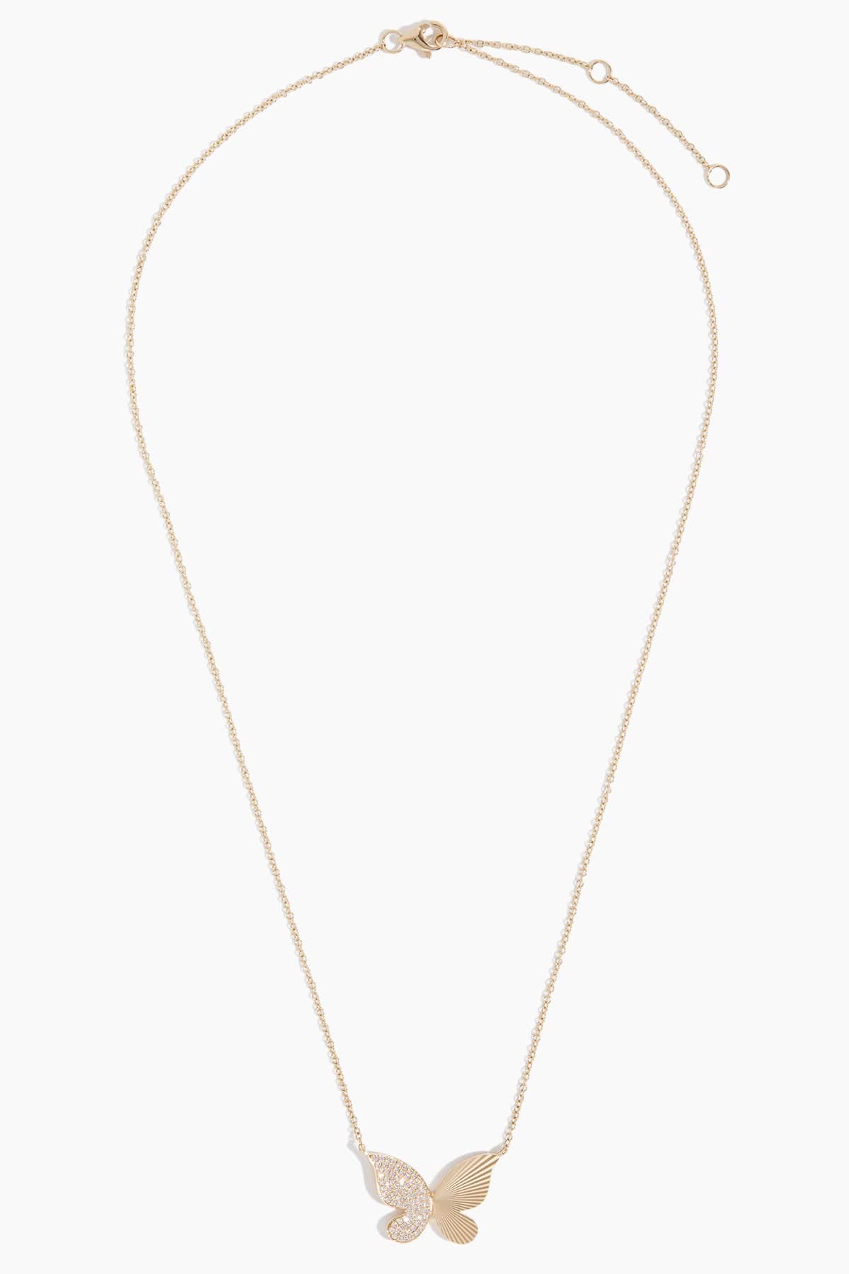 Fluted Butterfly Necklace in 14k Yellow Gold - Image 3
