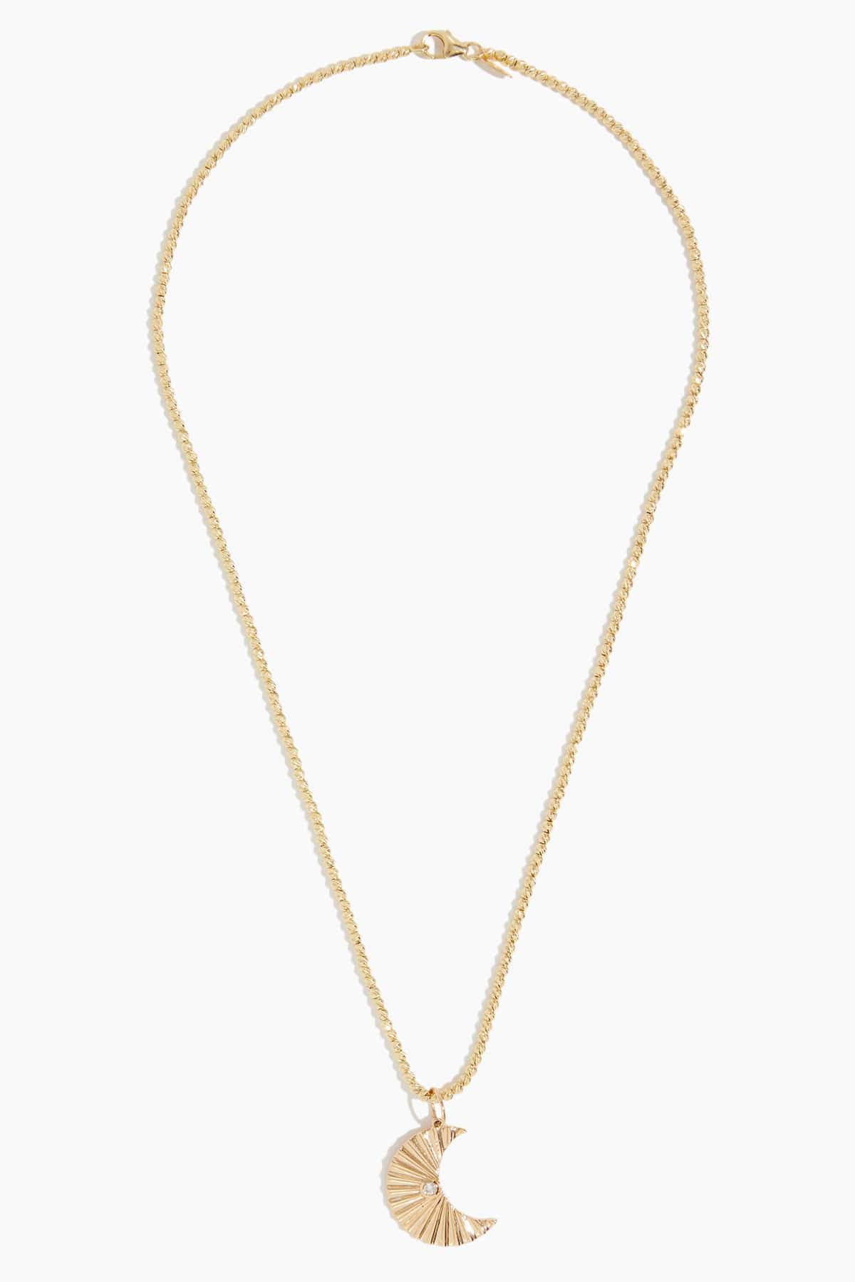 Fluted Moon Pendant in 14k Yellow Gold - Image 3