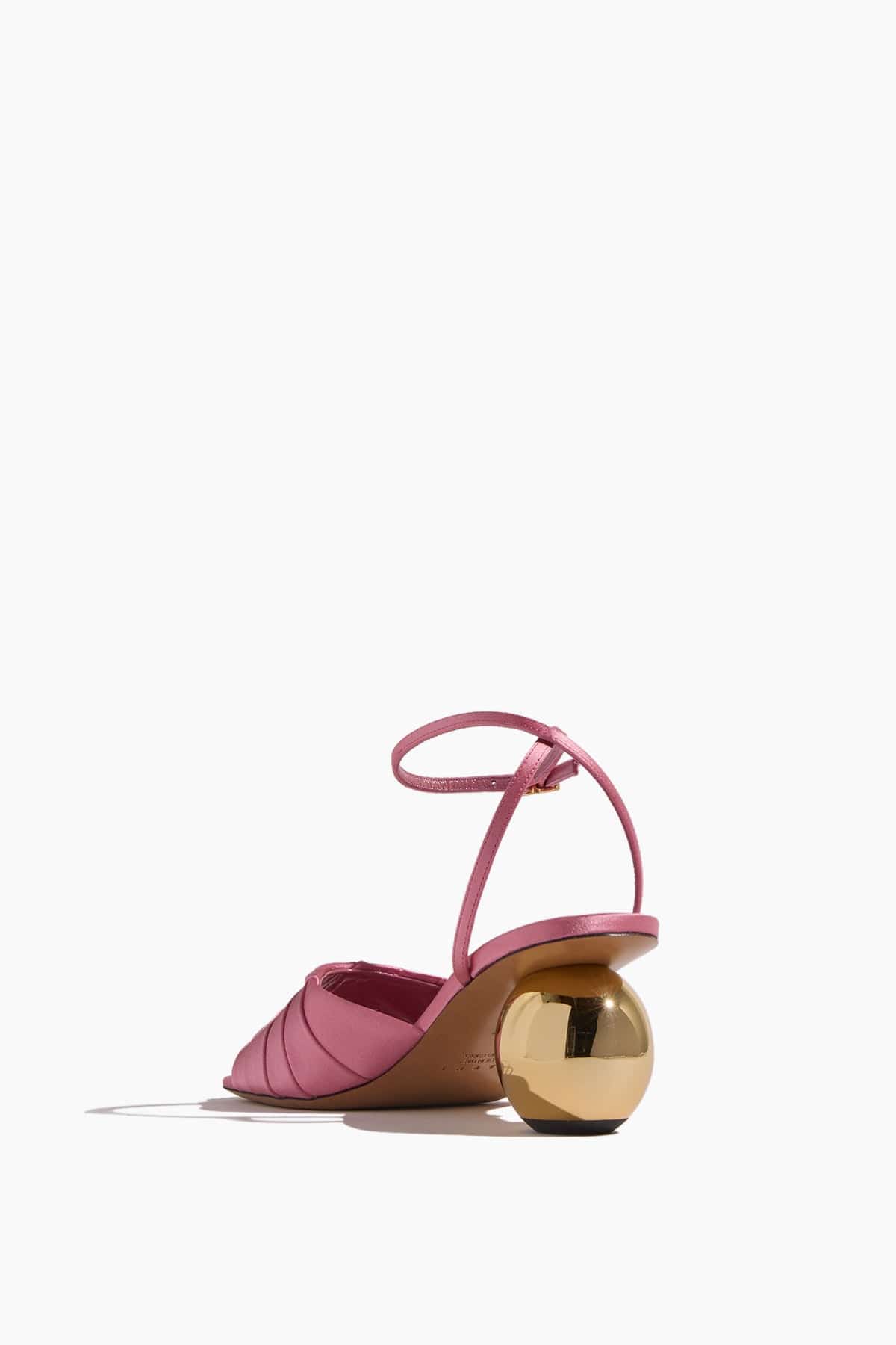 Folded Satin Sandal in Pink - Image 3