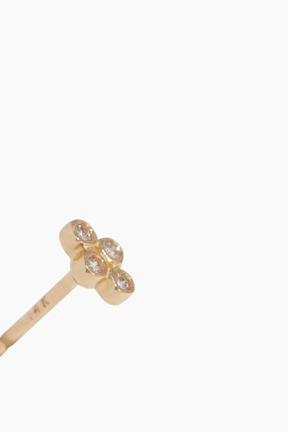 Four Diamond Bezel Cluster Single Stud in 14k Yellow Gold - Image 3