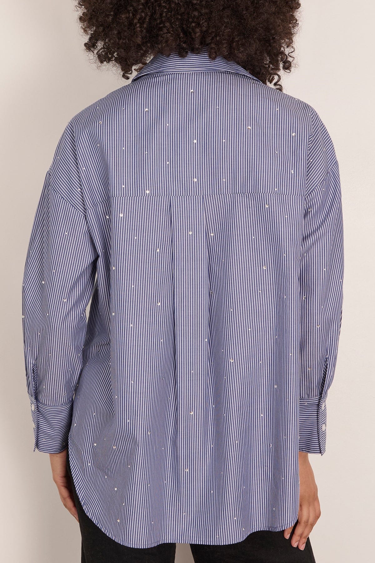 Frankie Crystal Stripe Shirt in Navy/White - Image 4