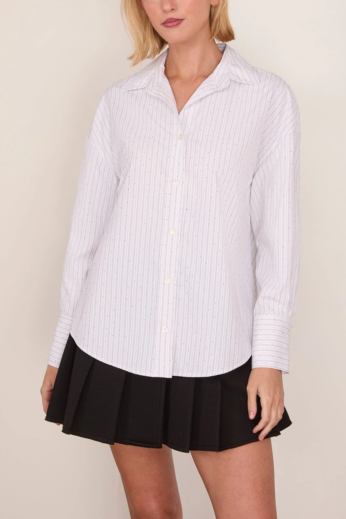 Frankie Rhinestud Shirt in White/Blue - Image 3