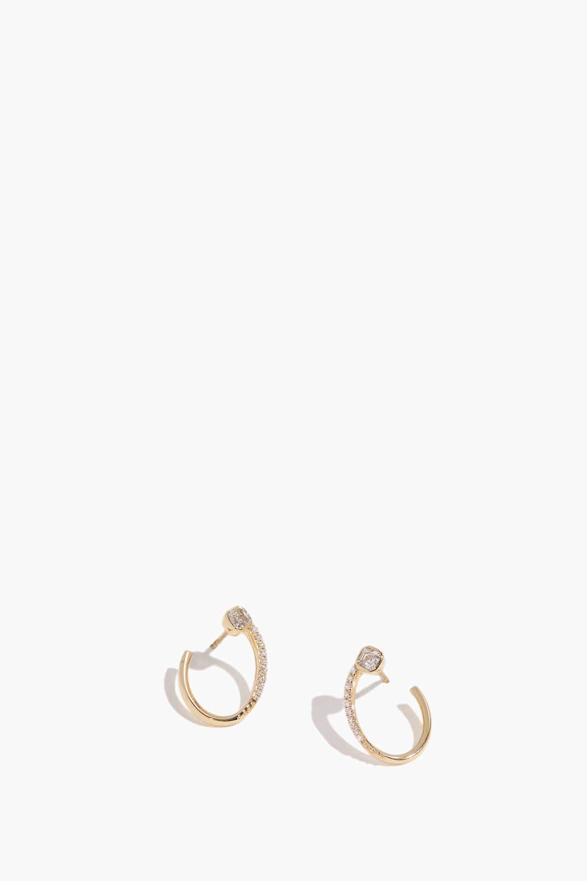 Front To Back Spiral Cushion Cut Diamond Ear Cuff in Yellow Gold