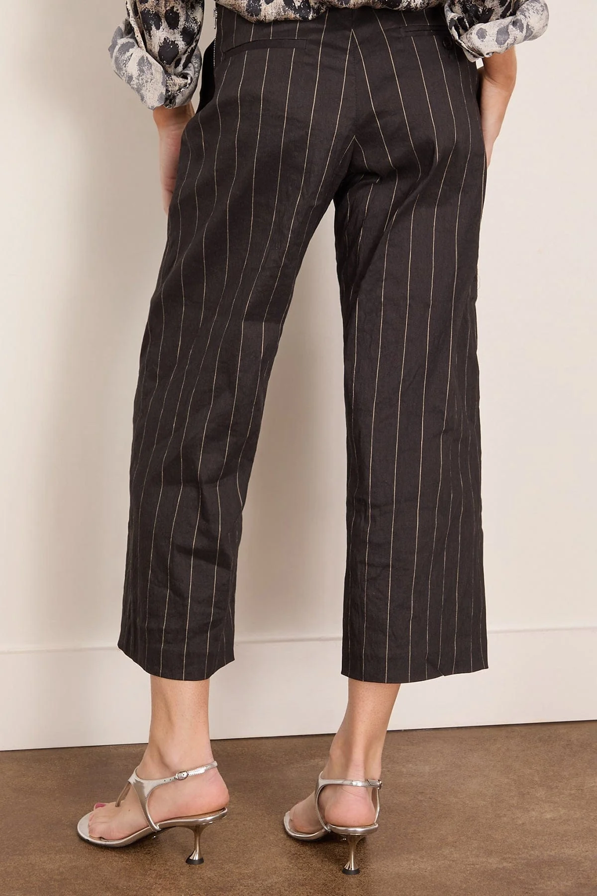 Front Zip Trouser in Black Silver Wide - Image 4
