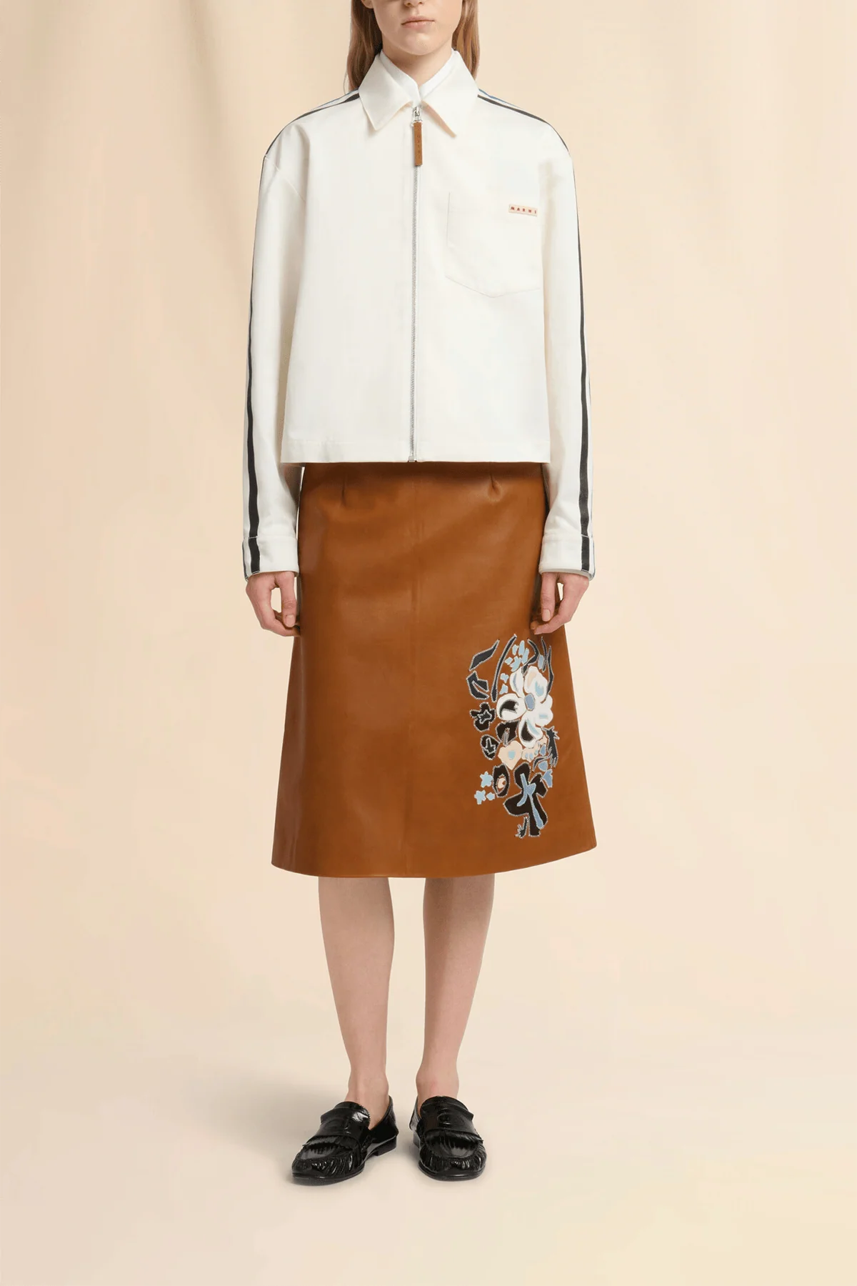 Gabardine Zip Overshirt in Lily White - Image 2