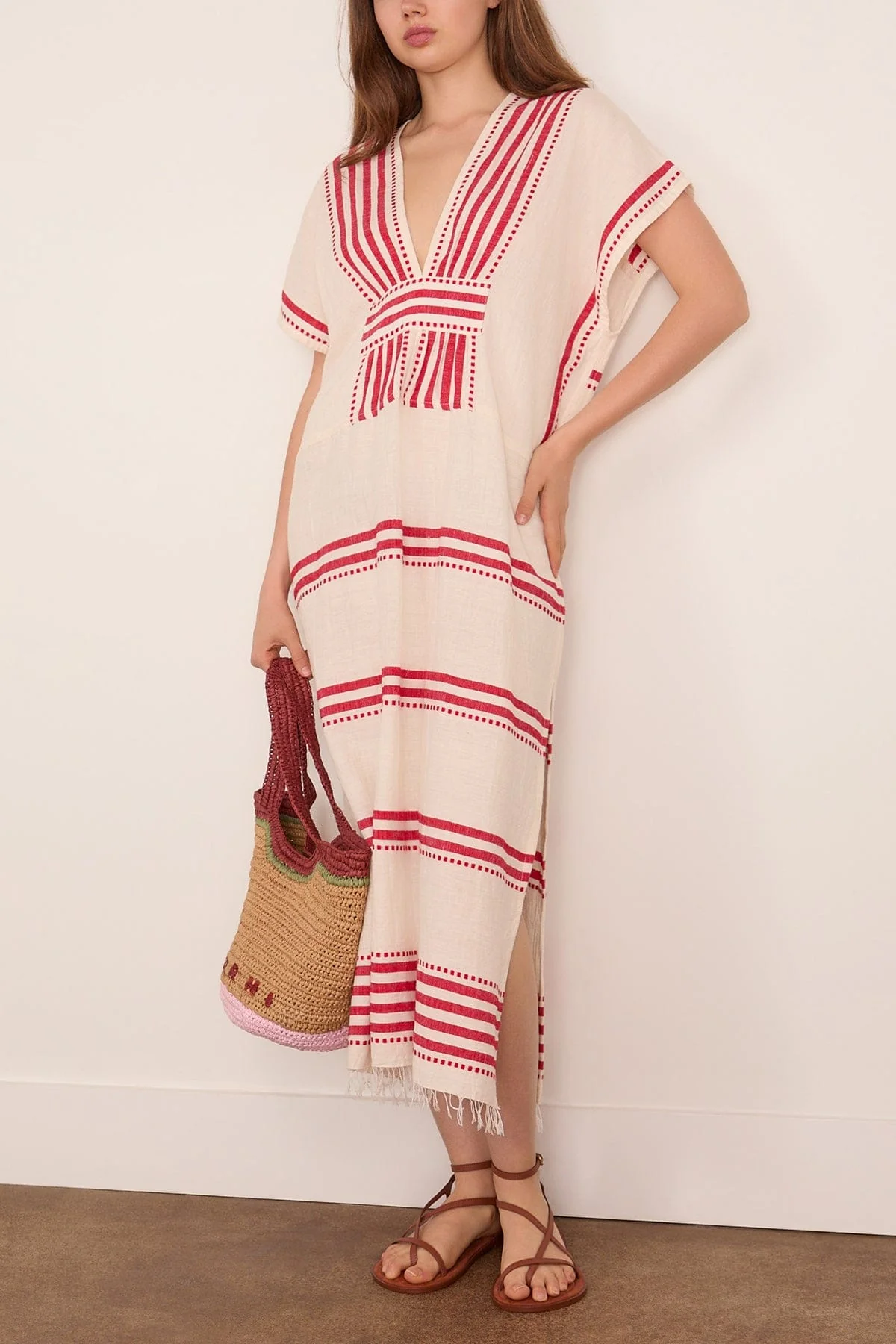 Gasira V-Neck Caftan in Eshe Red - Image 2