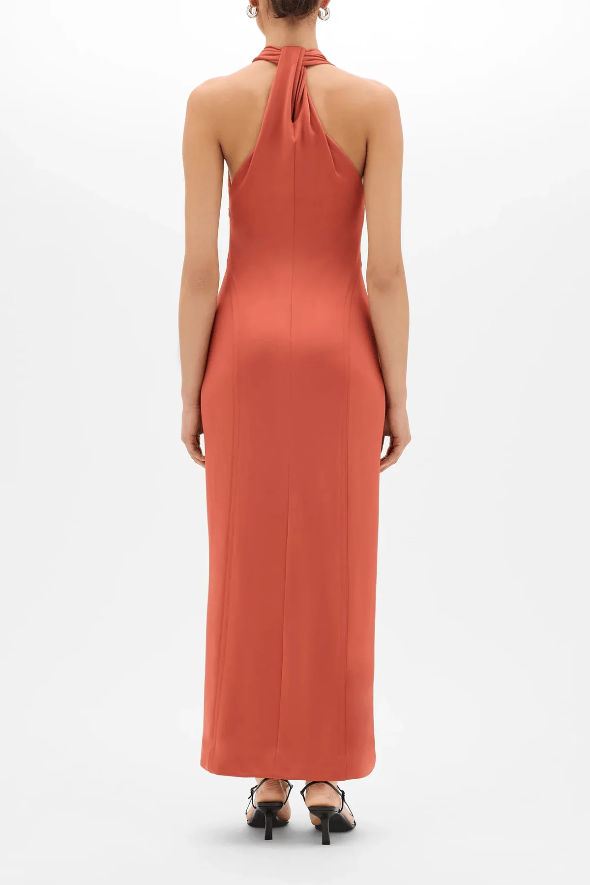 Gathered Halter Dress in Persimmon - Image 4