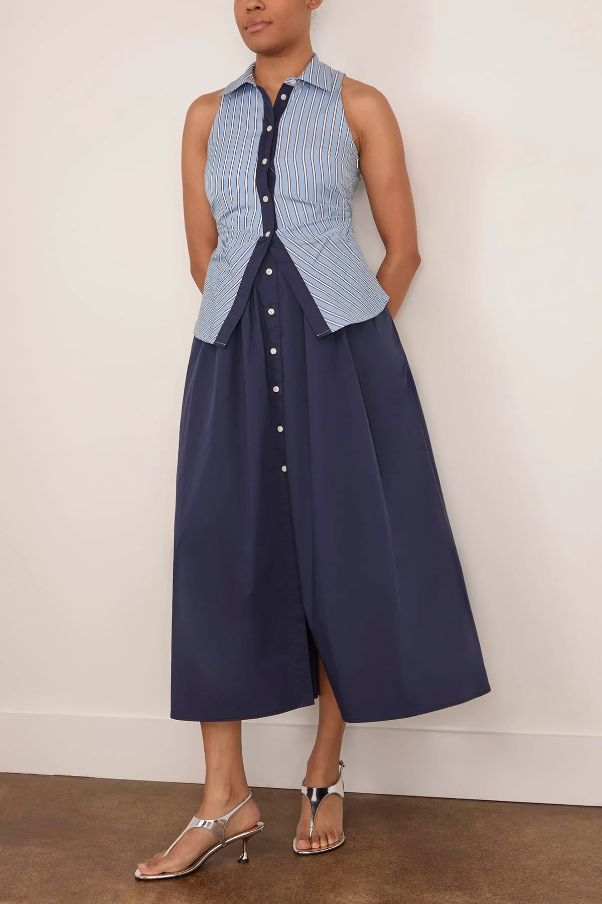 Hannah Dress in Cloudy Blue/Optic White - Image 3