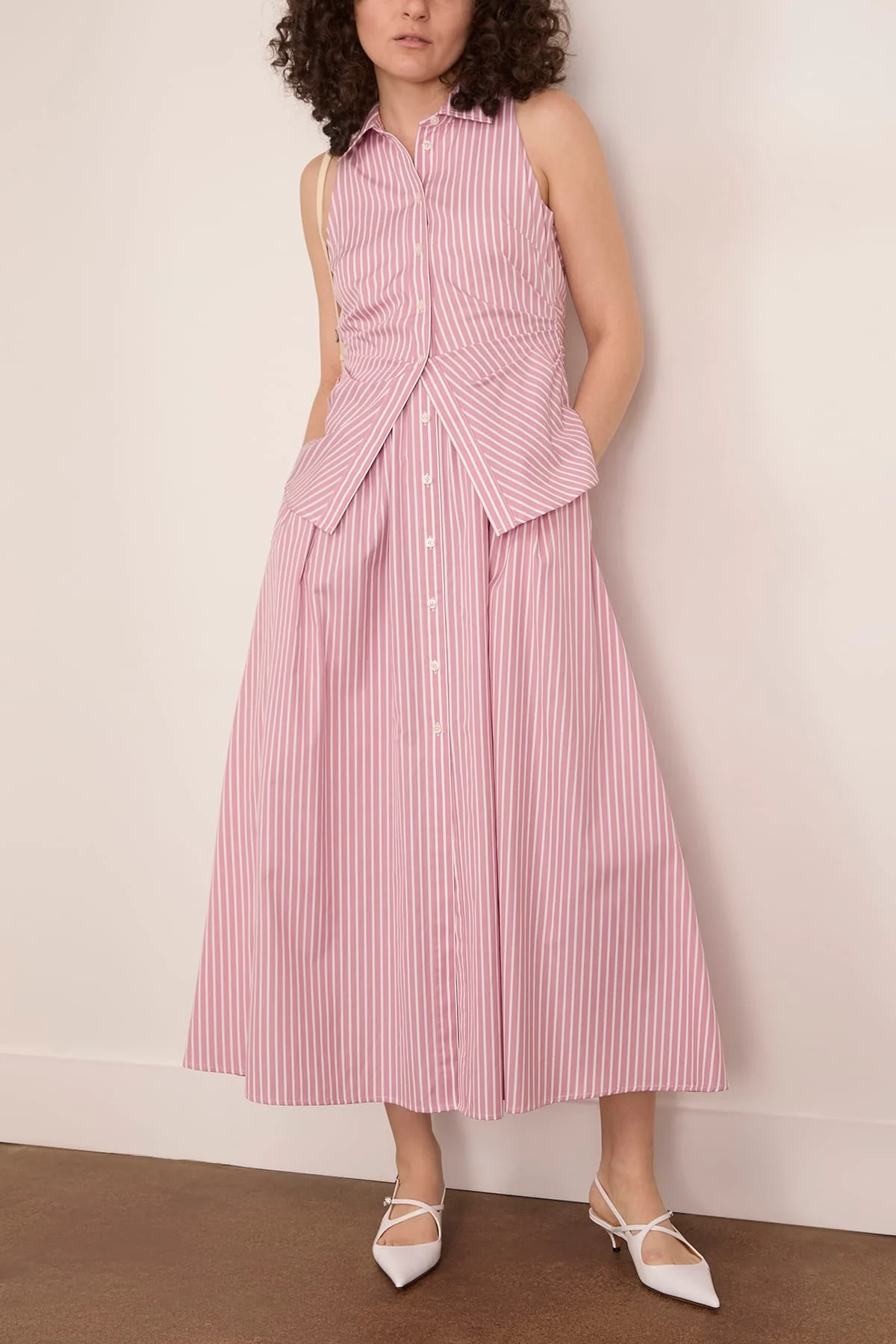 Hannah Dress in Vintage Rose/Optic White - Image 2