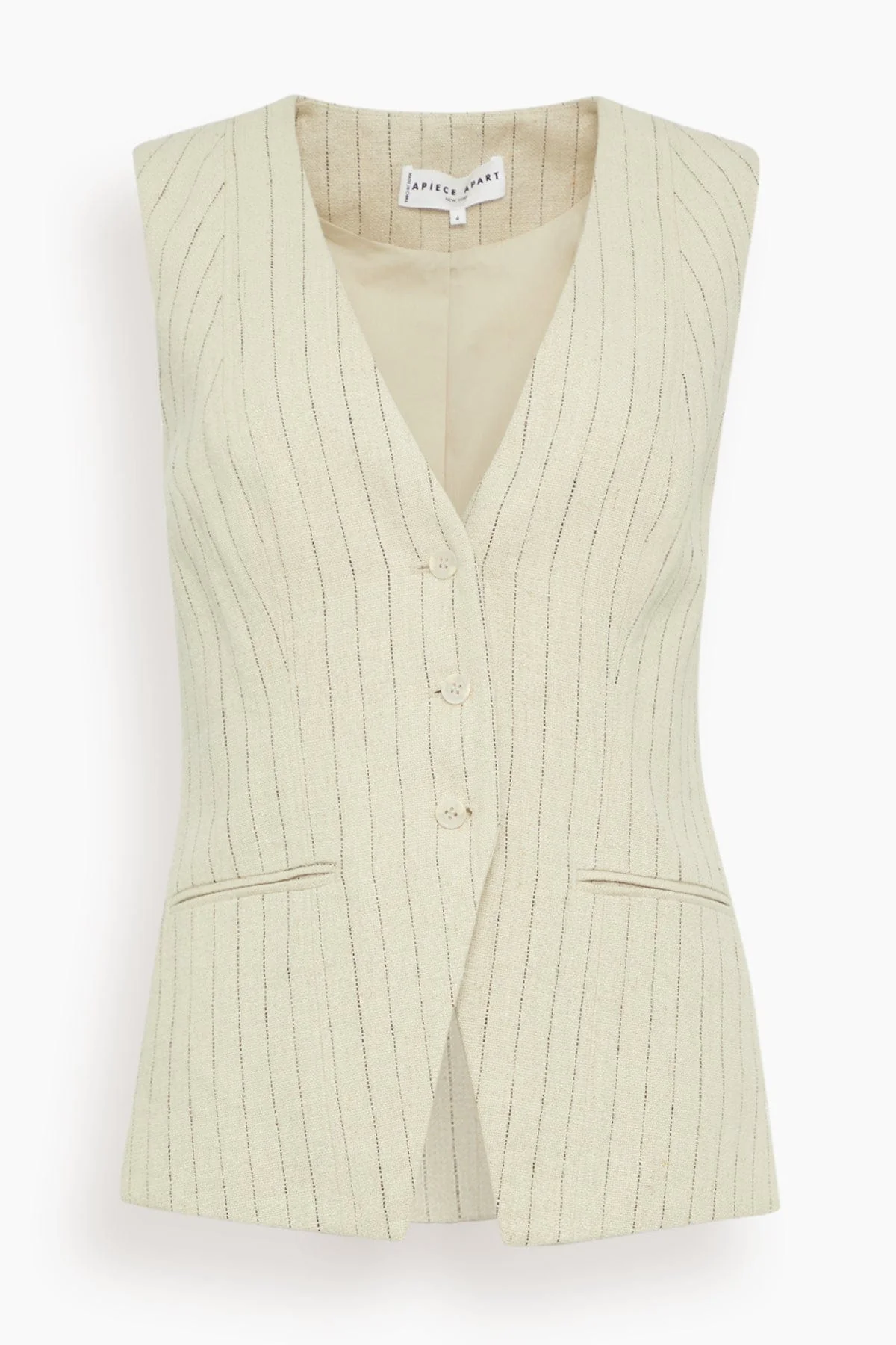 Helena V-Neck Vest in Striped Flax