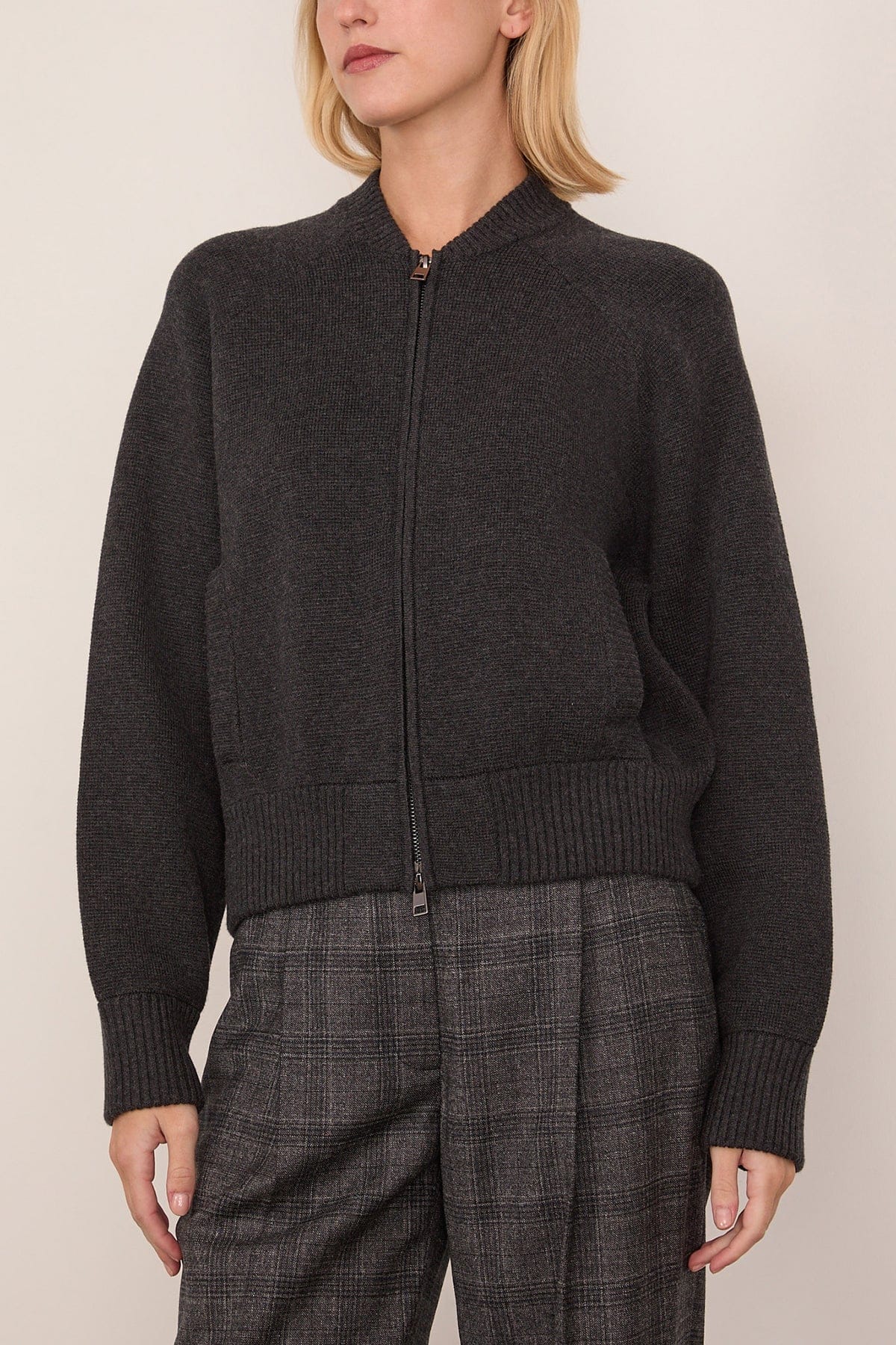 Herman Knitted Bomber in Charcoal Melange - Image 3