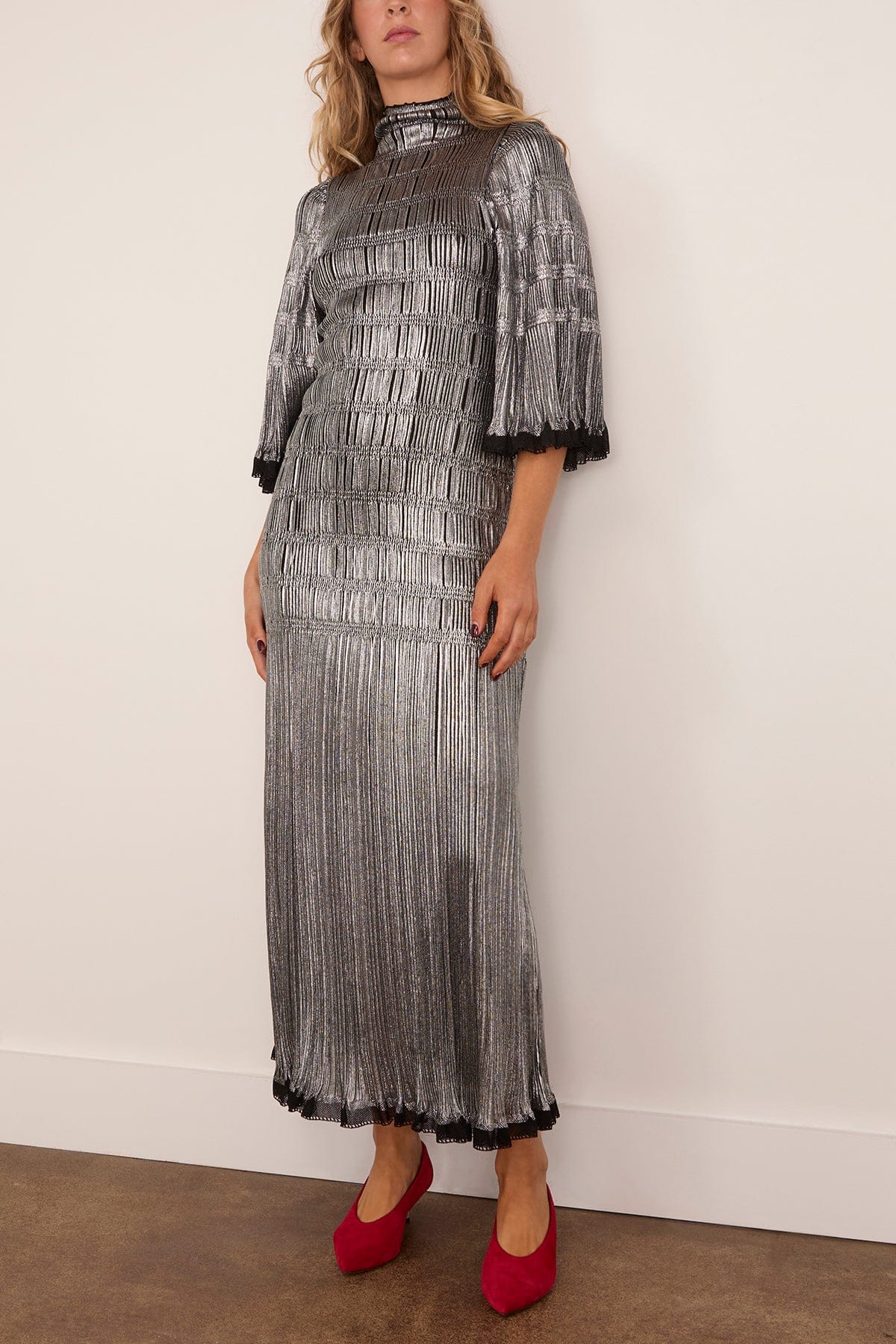 High-Neck Midi Dress in Black - Image 3