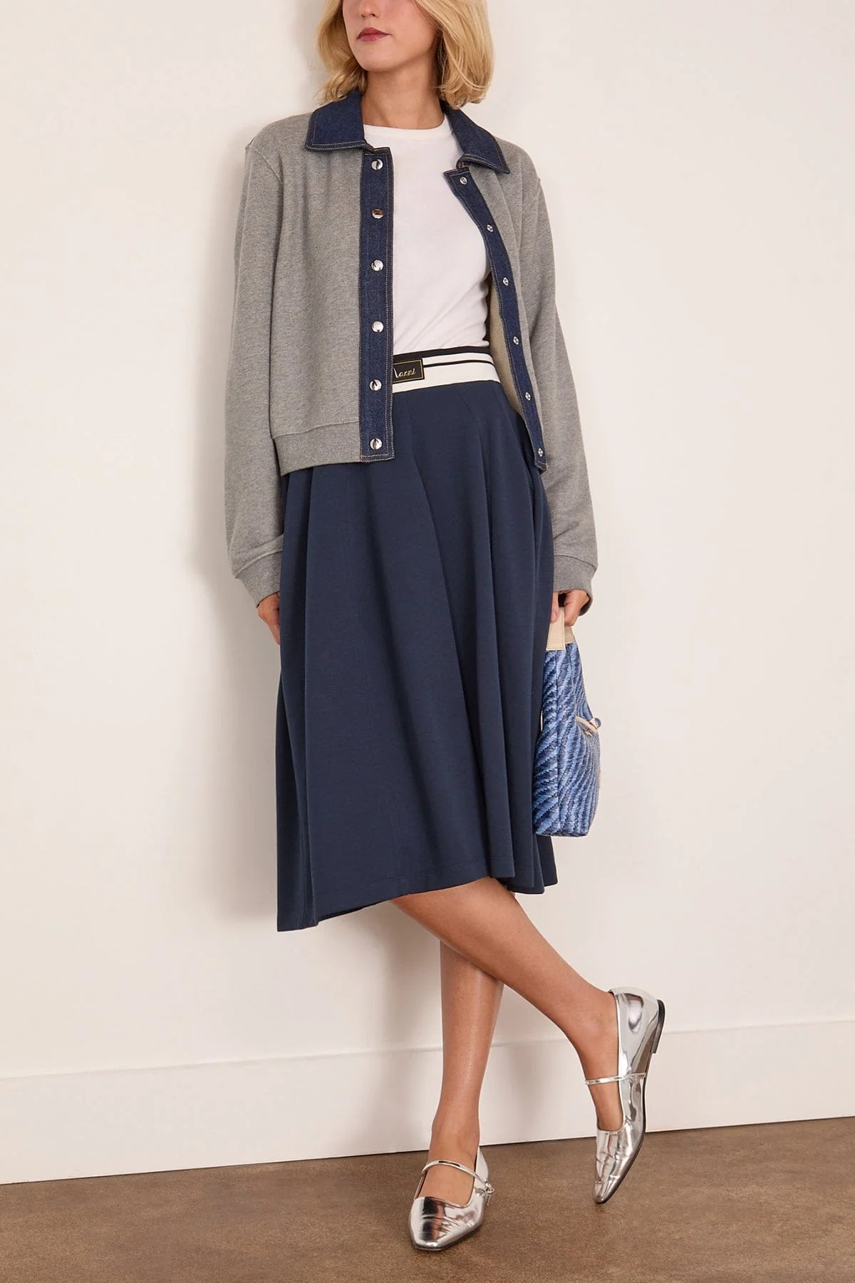 High Waisted Midi Skirt in Ink - Image 2
