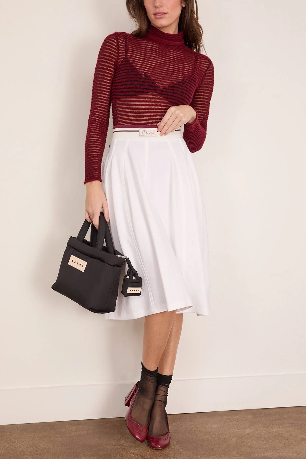 High Waisted Midi Skirt in Lily White - Image 2