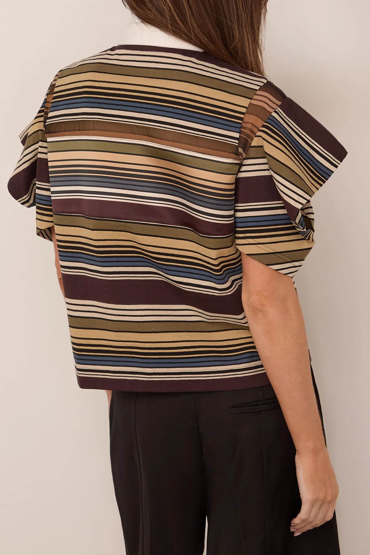 Horizontal Stripe T-Shirt in Brown/Beige - Image 4