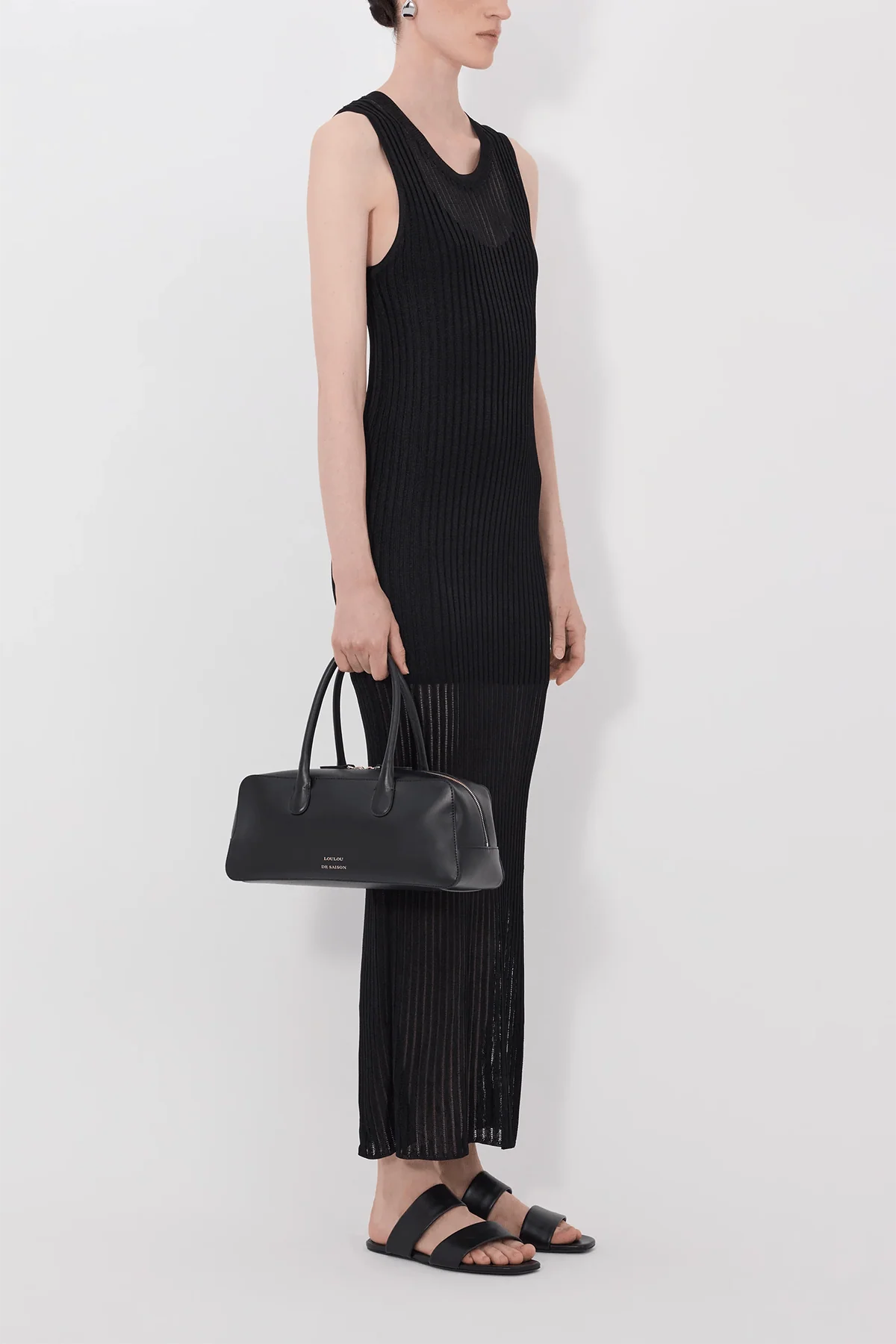 Icaria Loose Fit Midi Dress in Black - Image 3