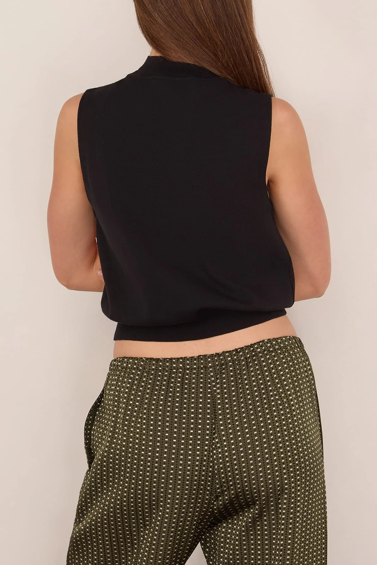 Intarsia Cotton Knit Vest in Black - Image 4