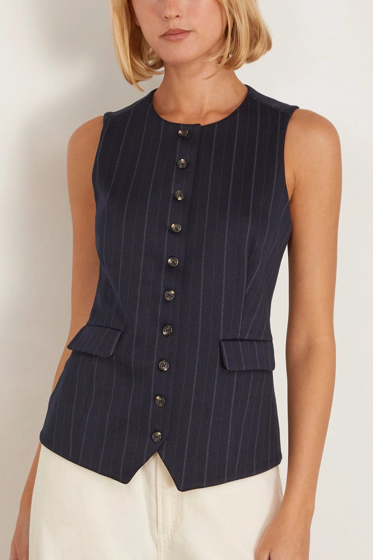 Irina Ponte Long Vest in Navy Multi - Image 3