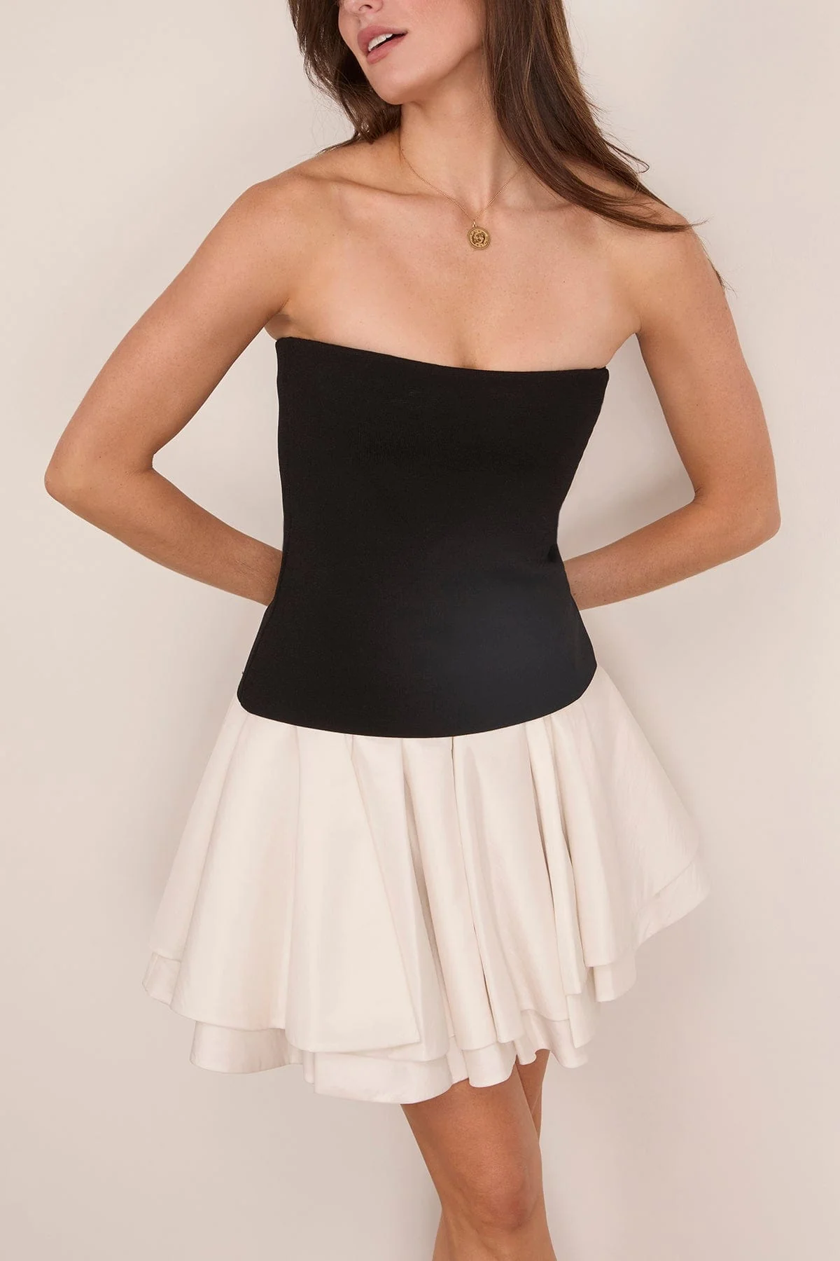 Isabelle Strapless Mini Dress in Black Multi - Image 3