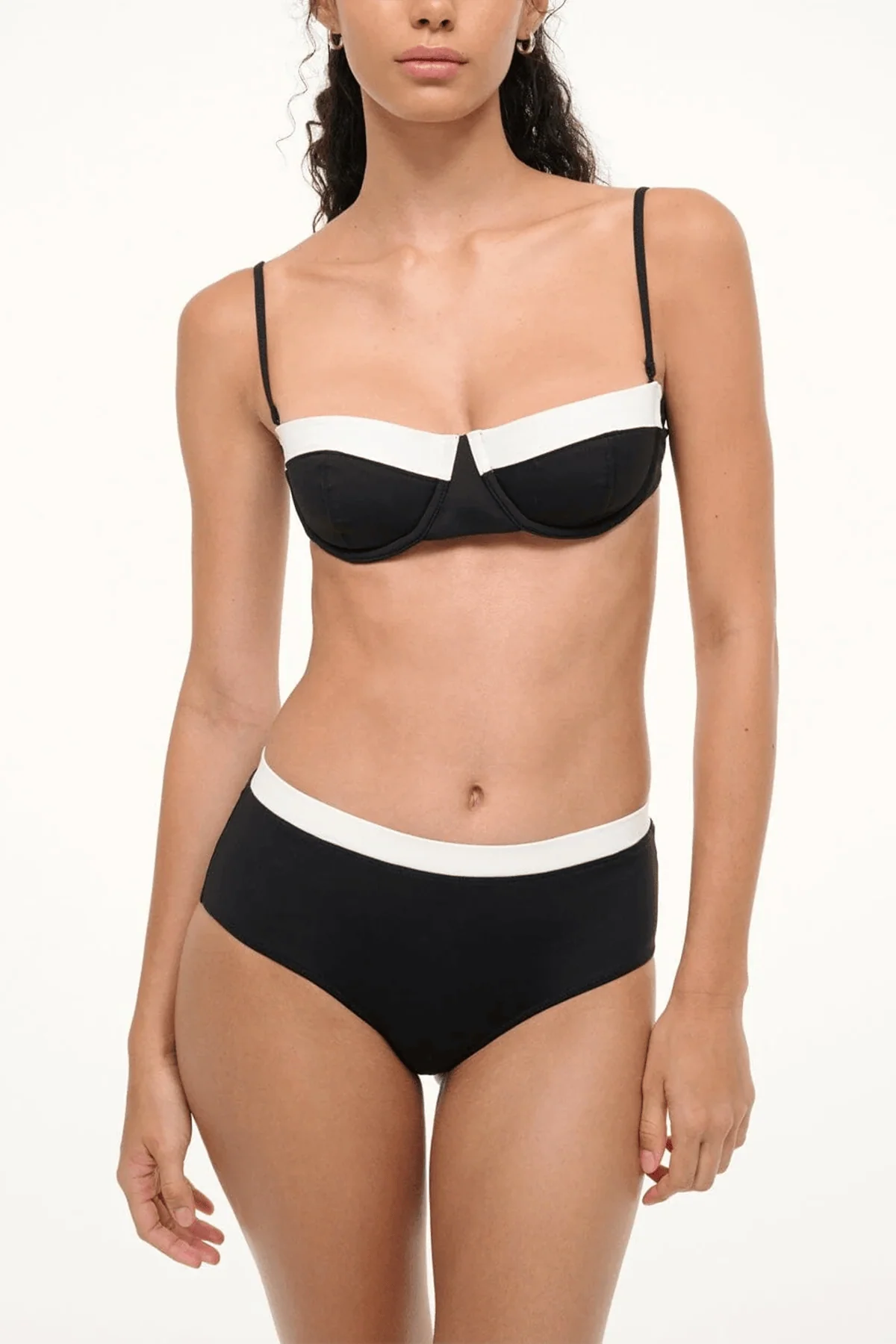 Jo Balconette Top in Black/White - Image 2