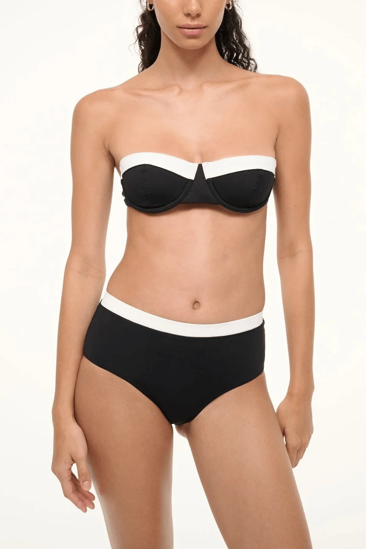 Jo Balconette Top in Black/White - Image 3