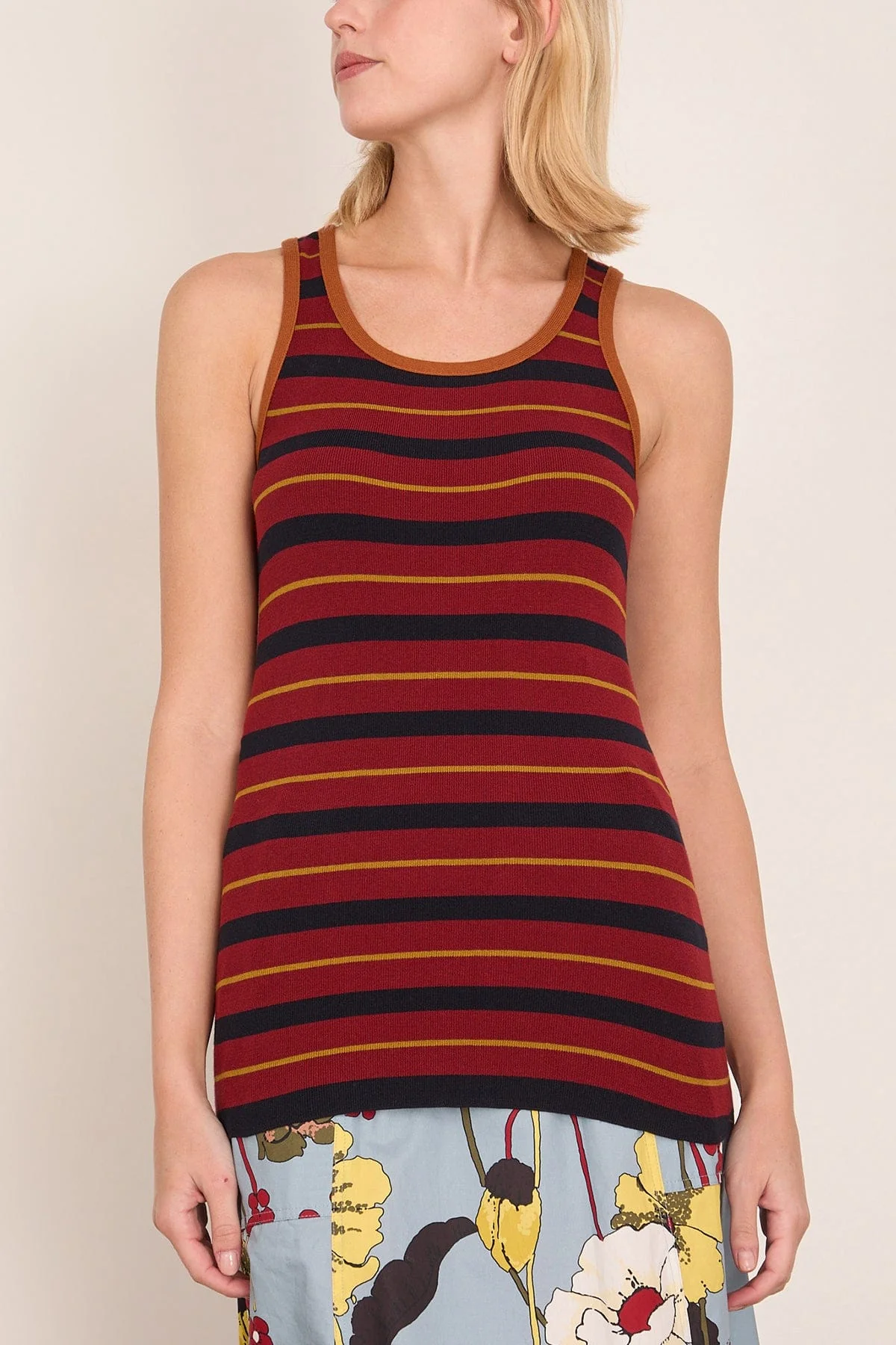 Julia Knitted Tank Top in Red Stripes - Image 3