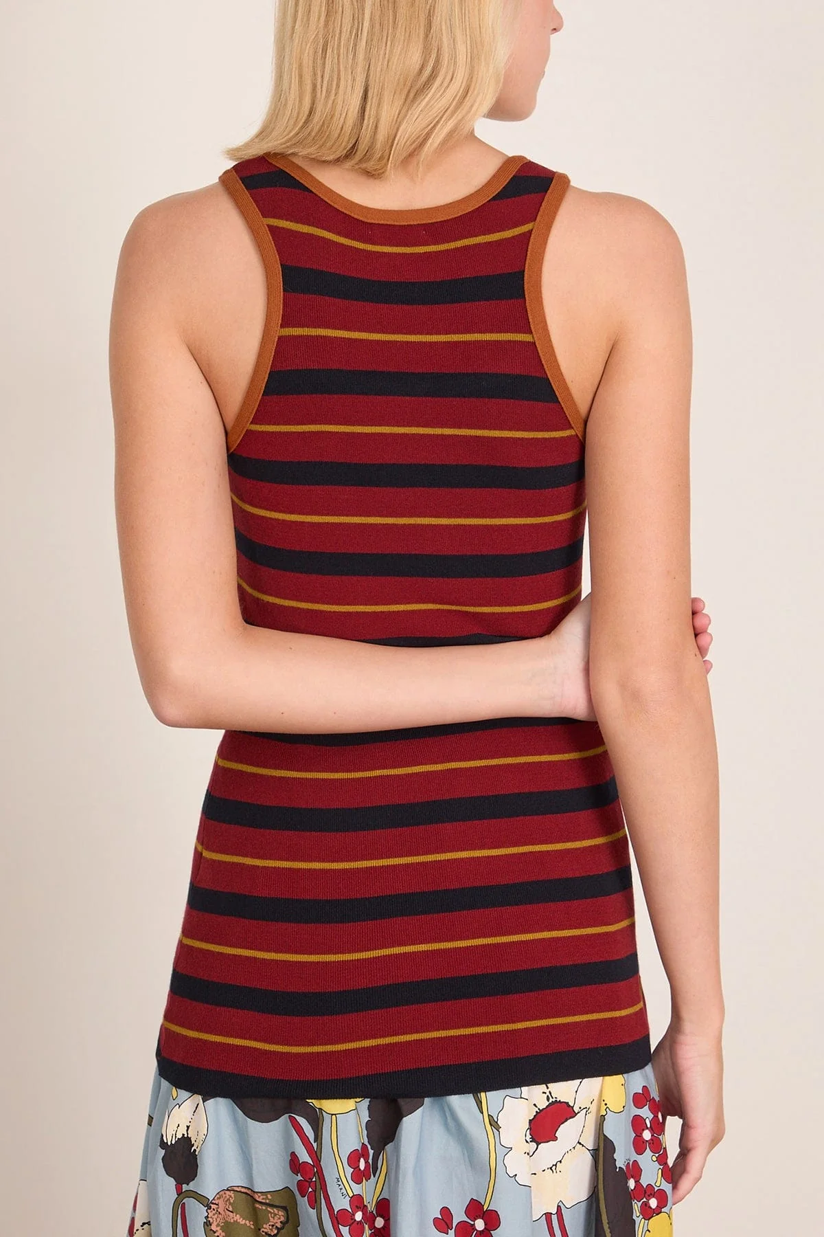 Julia Knitted Tank Top in Red Stripes - Image 4