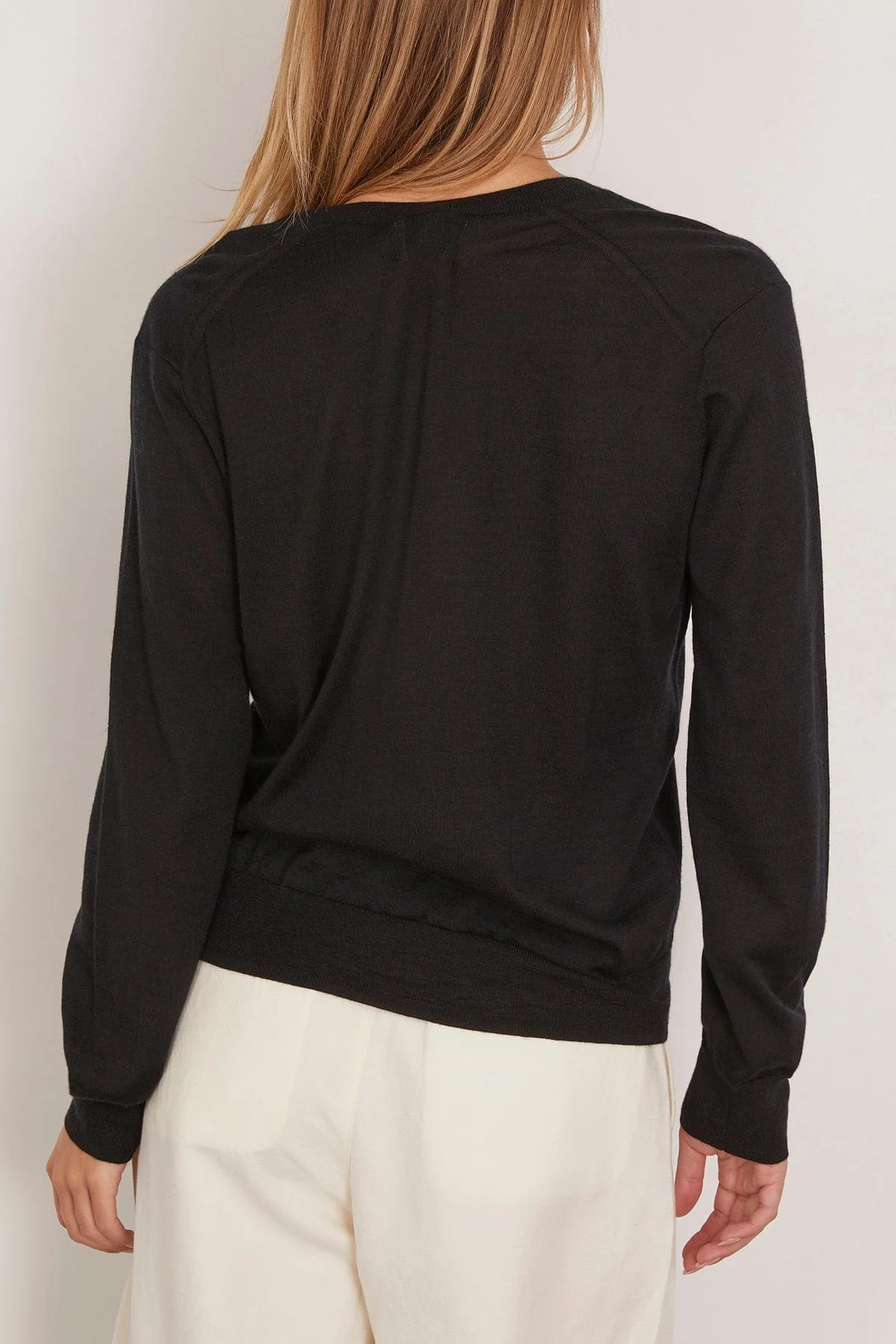 Julio V Neck Fine Knit Sweater in Black - Image 4