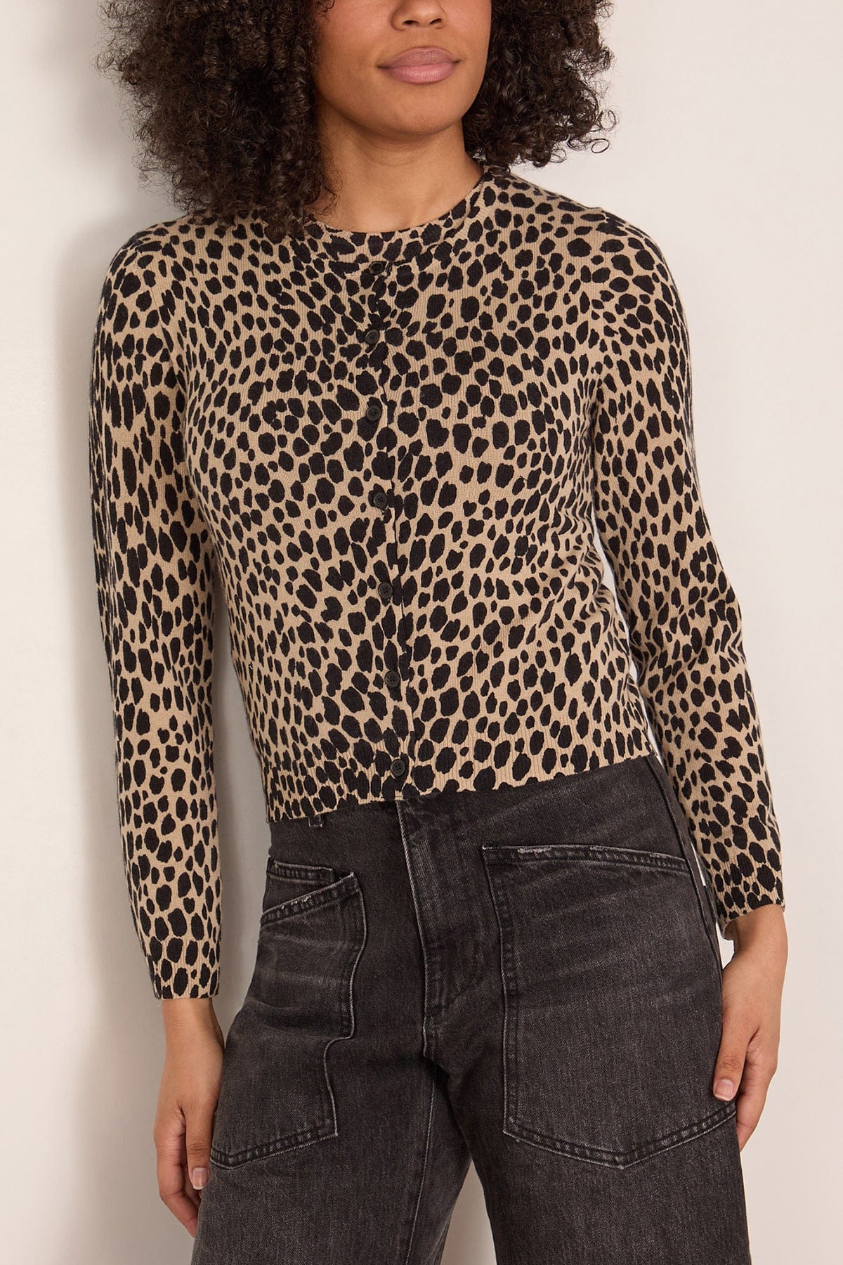Keelah Cardigan in Taupe/Black Cheetah - Image 3
