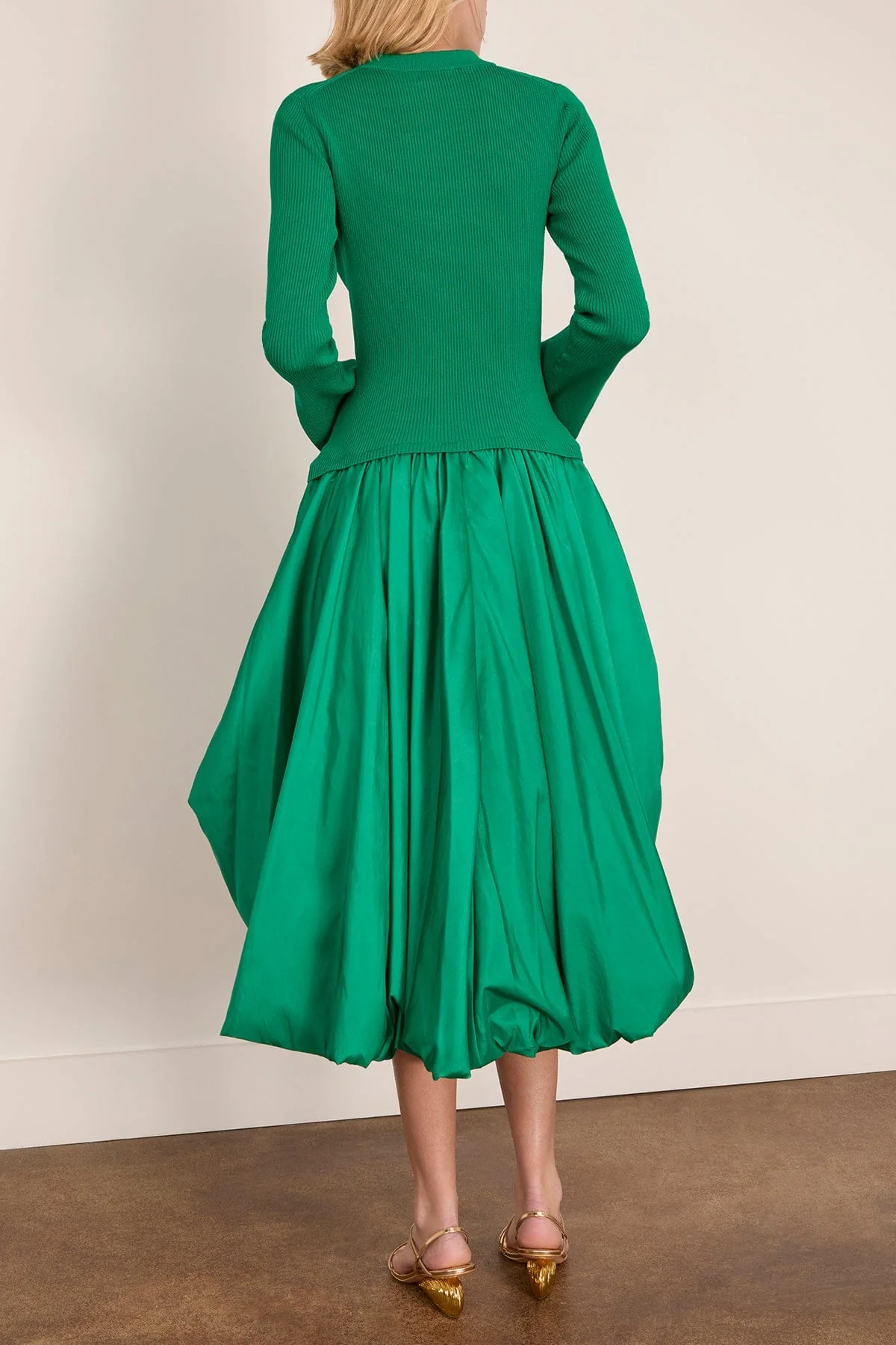 Kenlie Long Sleeve Mock Neck Midi Dress in Kelly Green - Image 4